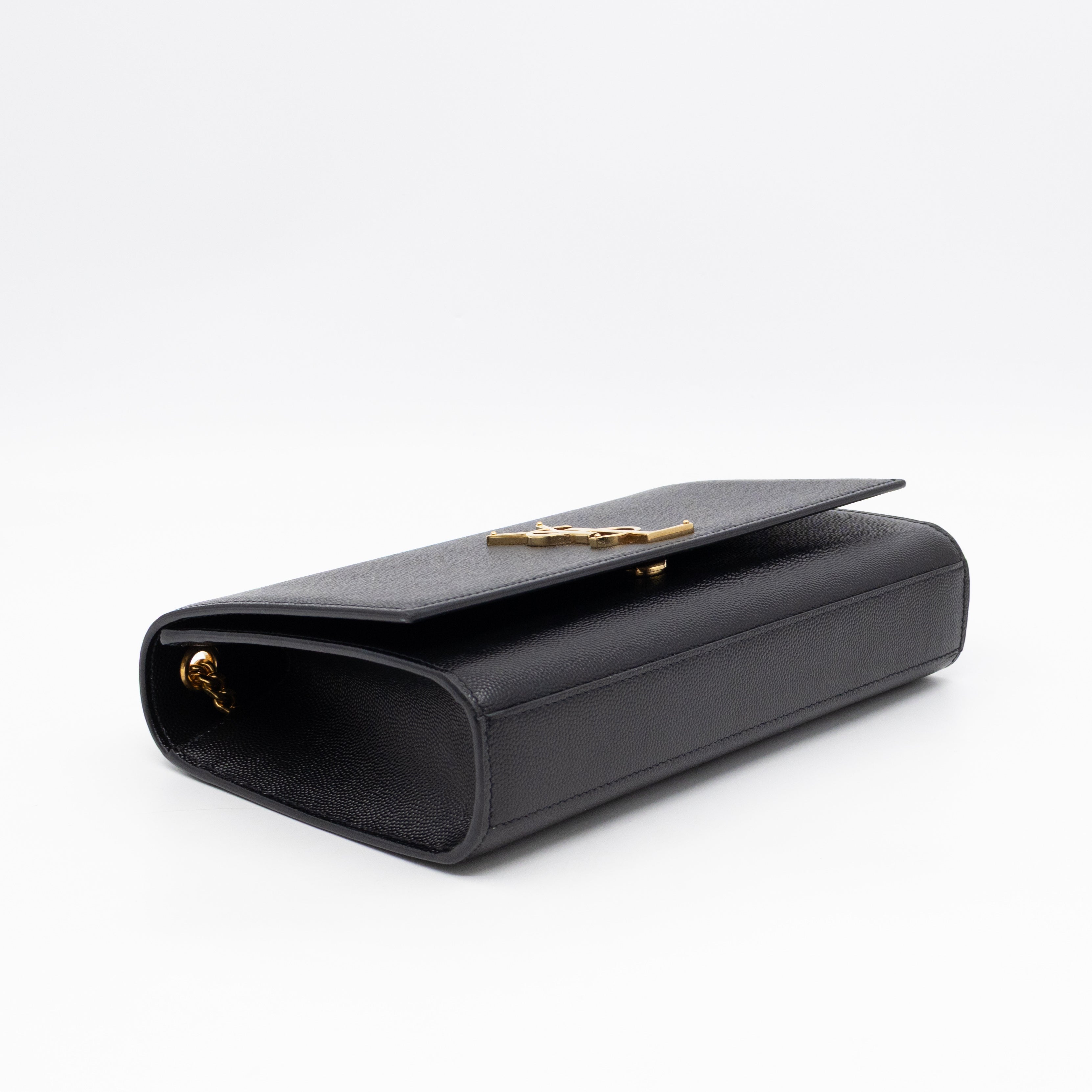 Kate Medium Black Grained Leather Gold