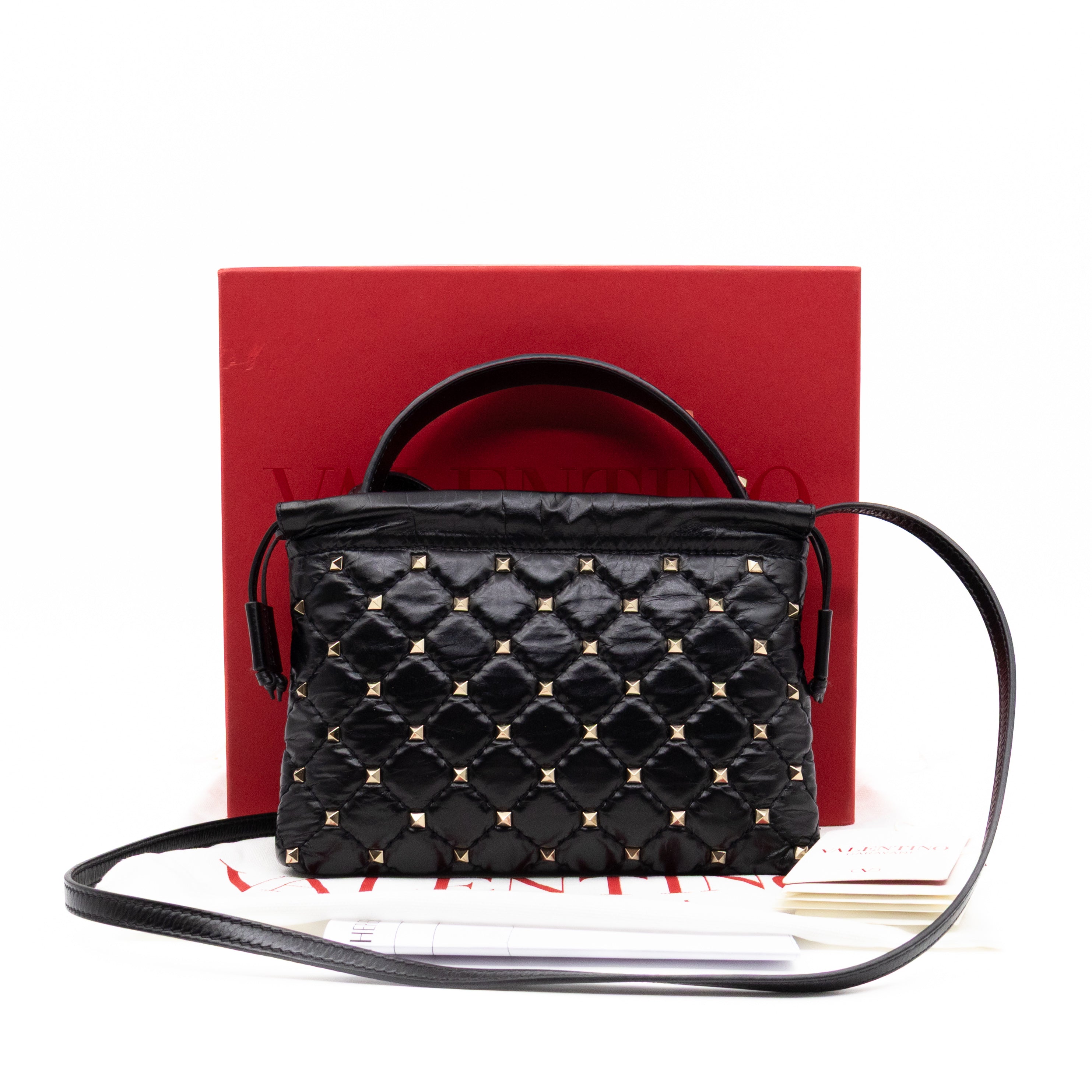Rockstud Spike Pouch Black Embellished Leather