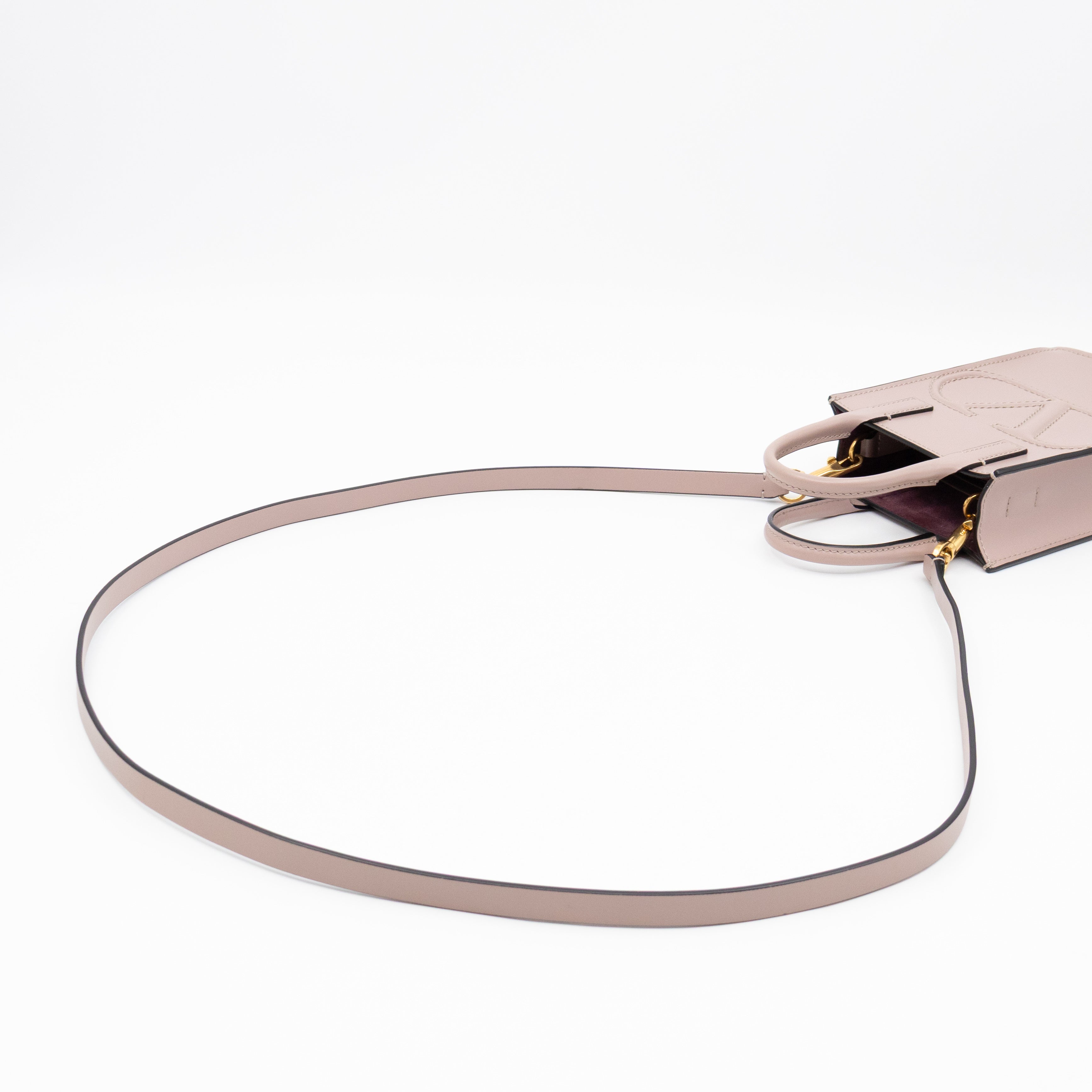 Mini VLogo Walk Tote Poudre Calfskin Leather