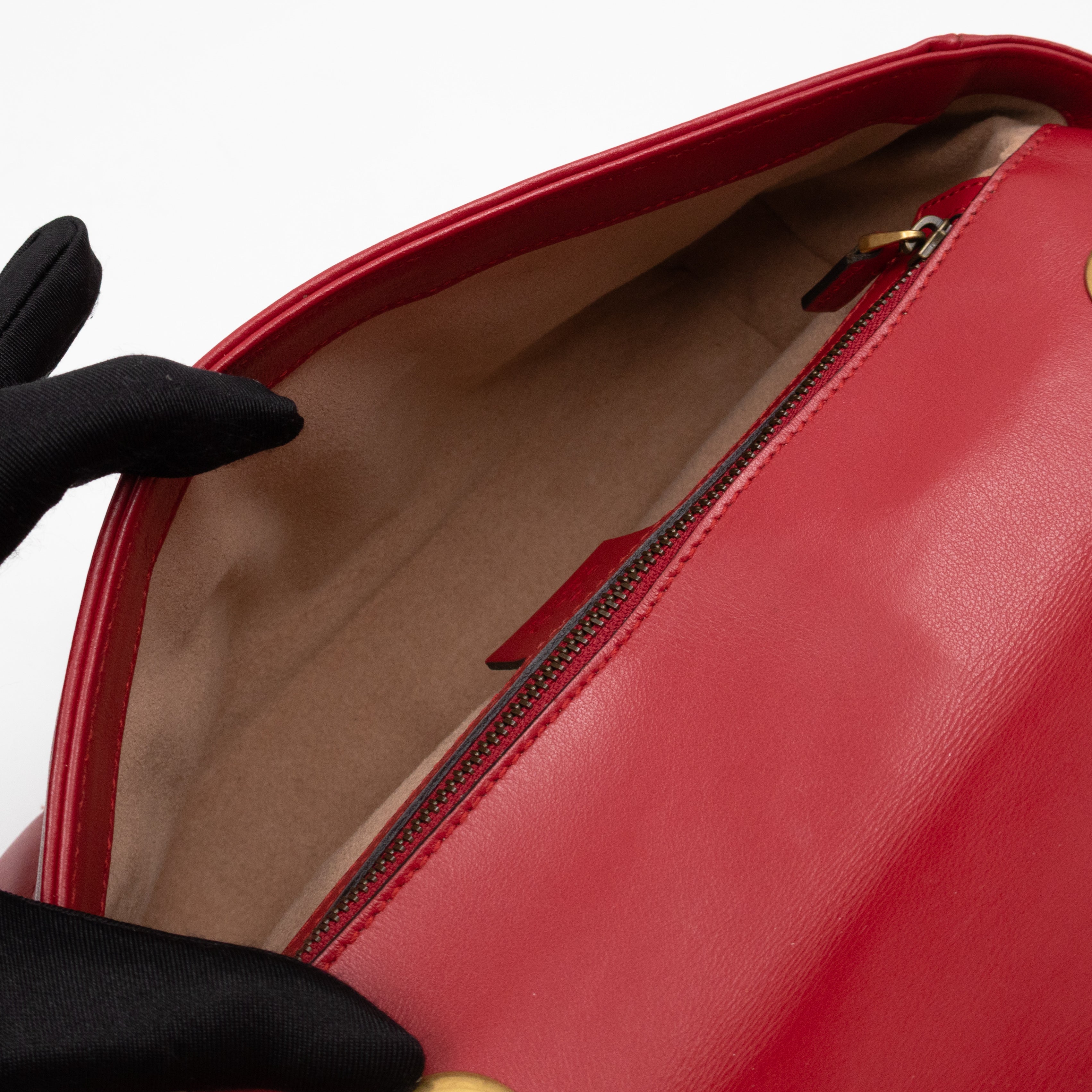 GG Marmont Medium Flap Bag Red Matelasse Leather