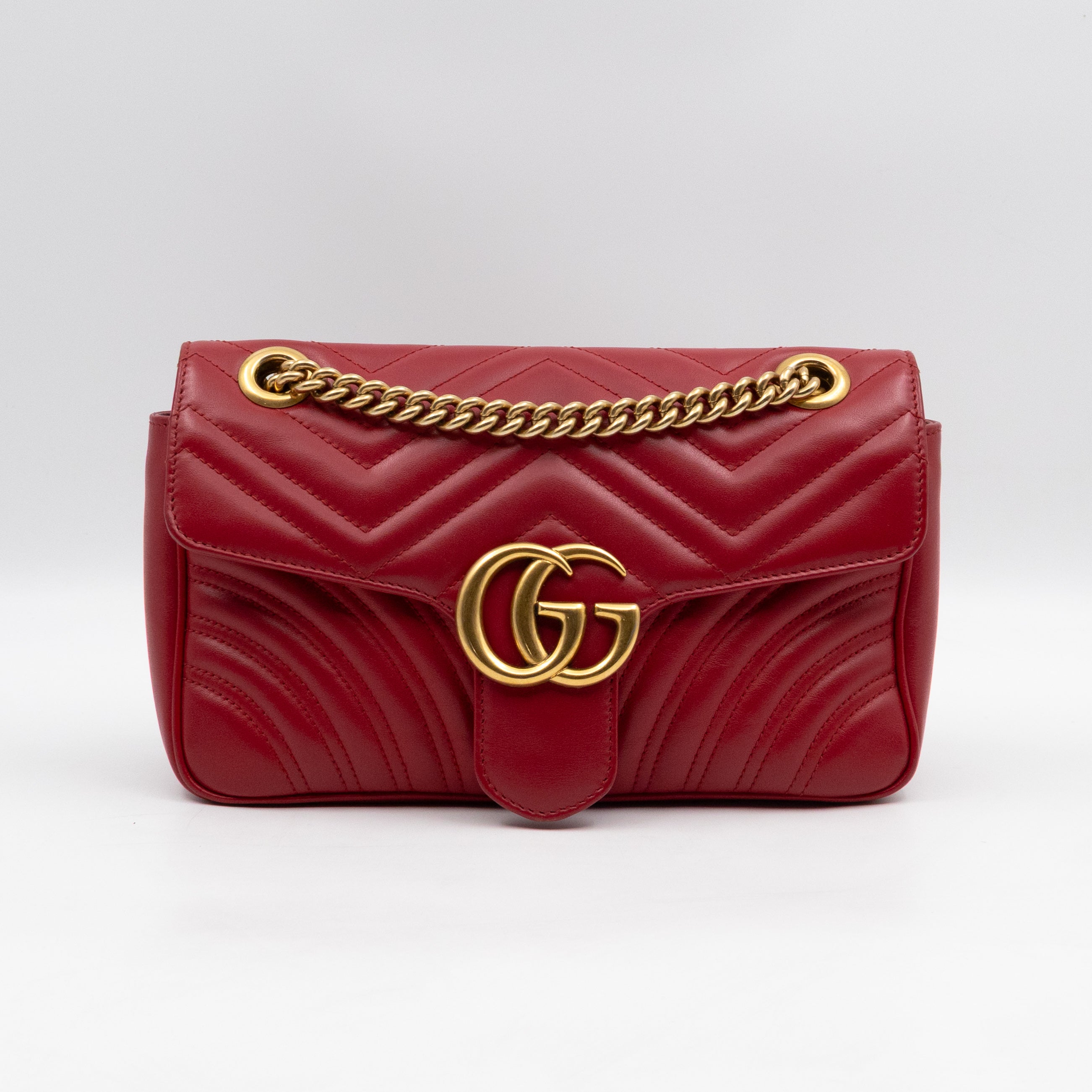 GG Marmont Medium Flap Bag Red Matelasse Leather