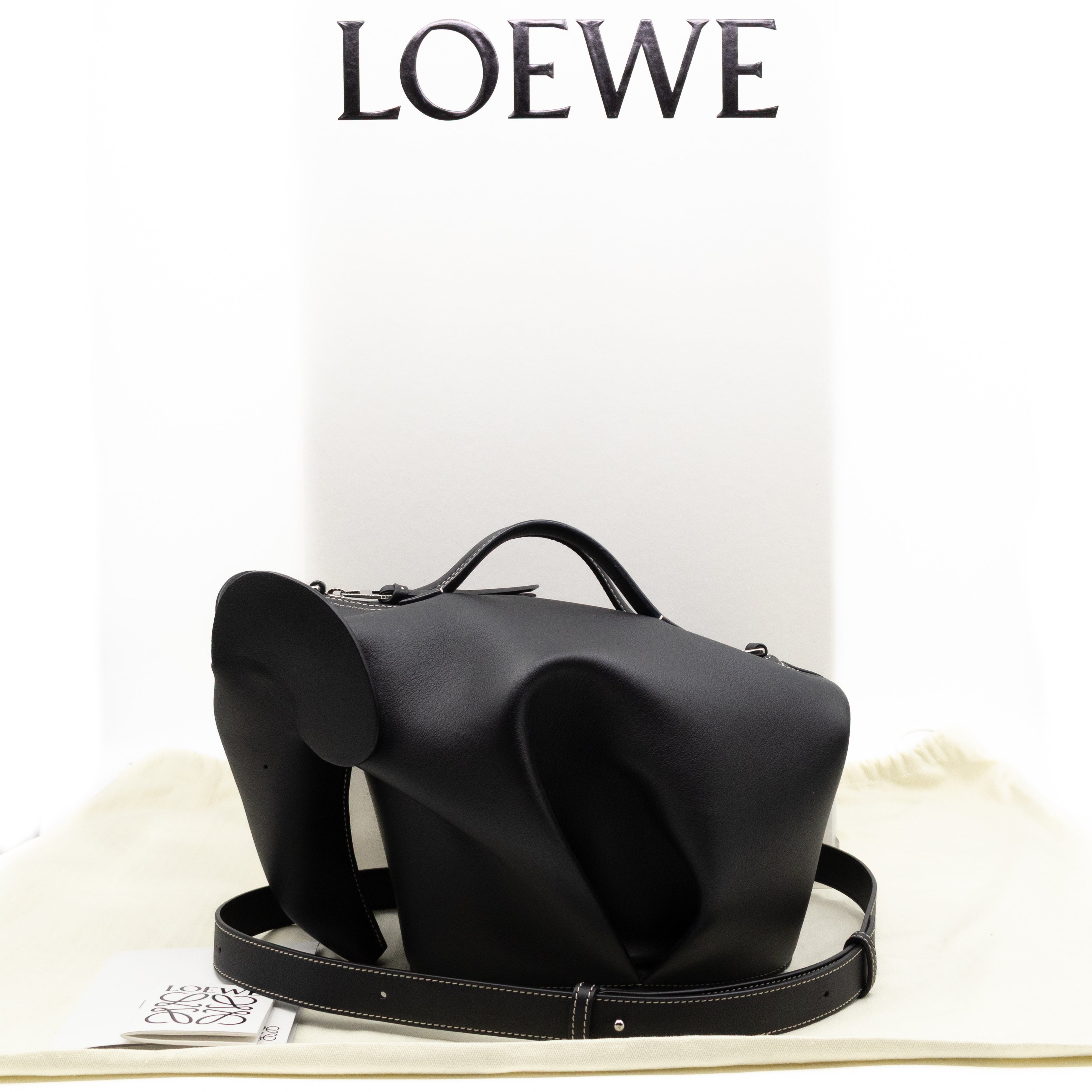 Large Elephant Bag Black Leather
