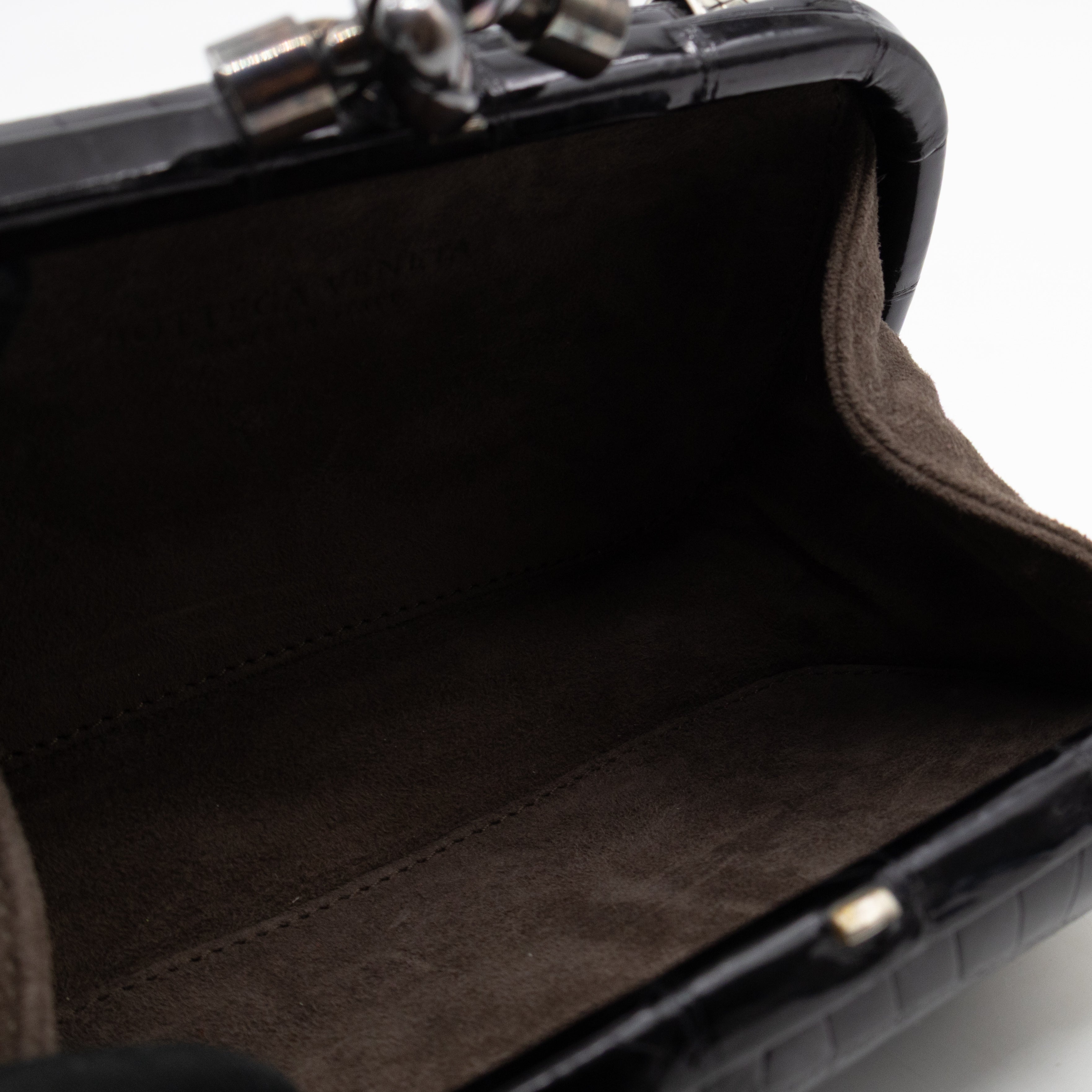 Knot Clutch Black Alligator Leather & Silver