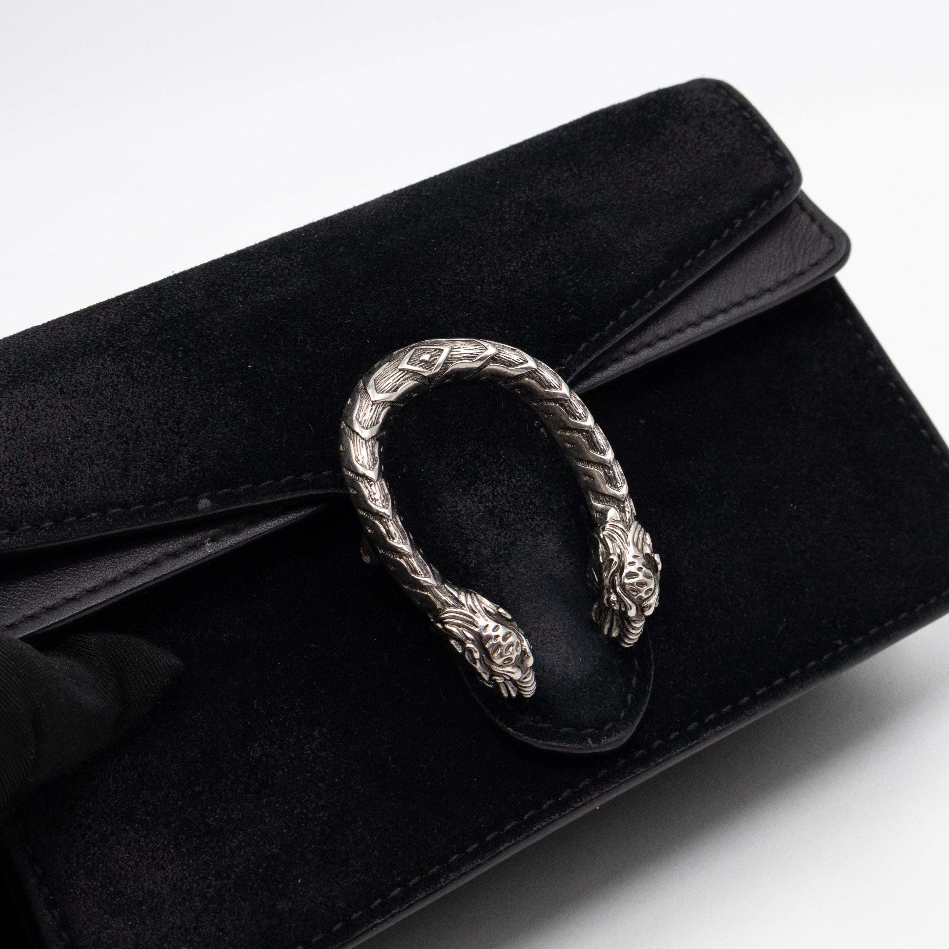 Dionysus Super Mini Black Suede Leather