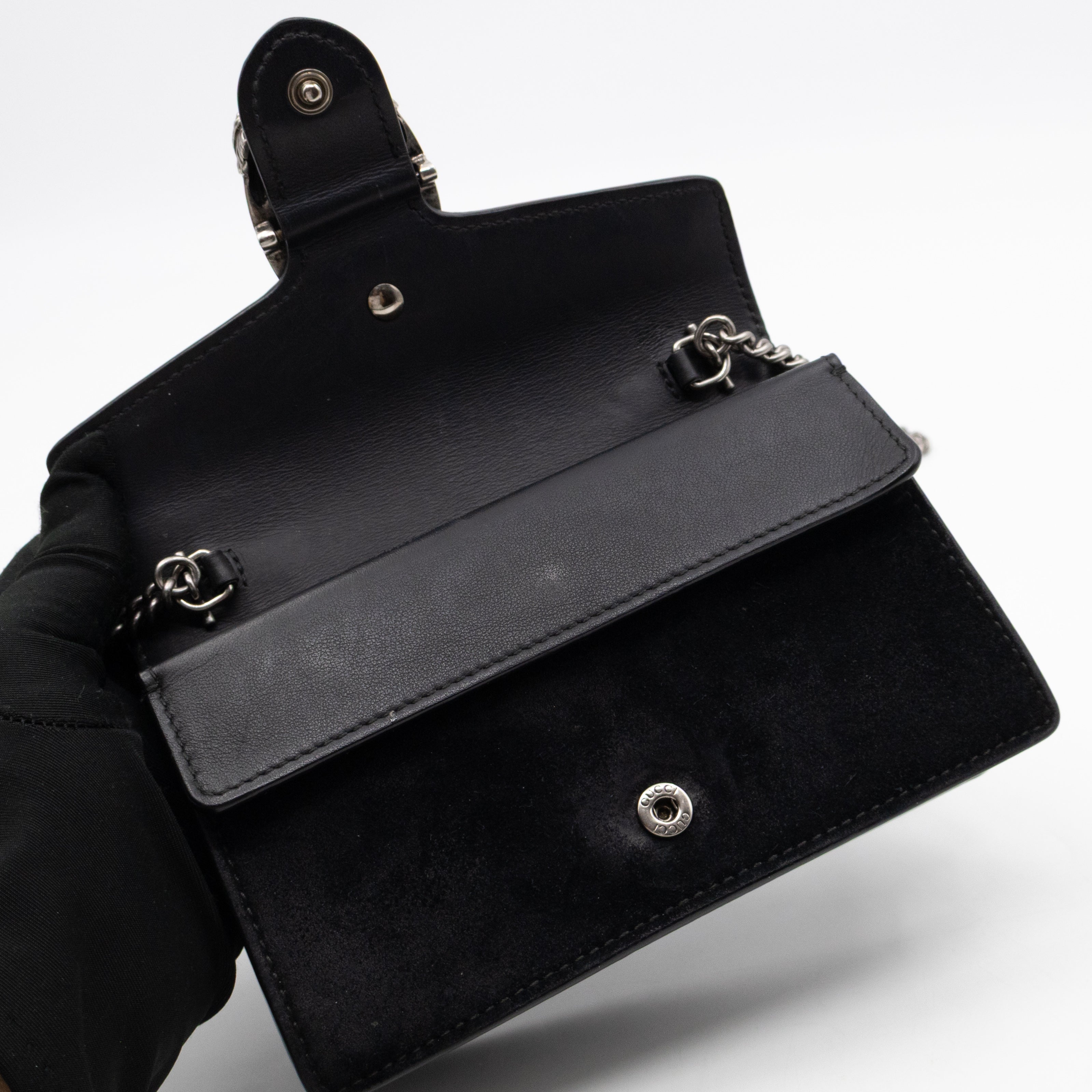 Dionysus Super Mini Black Suede Leather