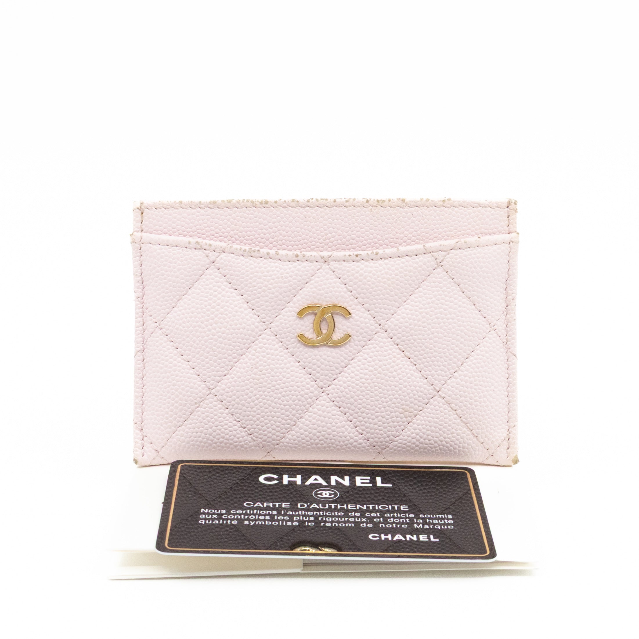Classic Card Holder Light Pink Caviar Gold