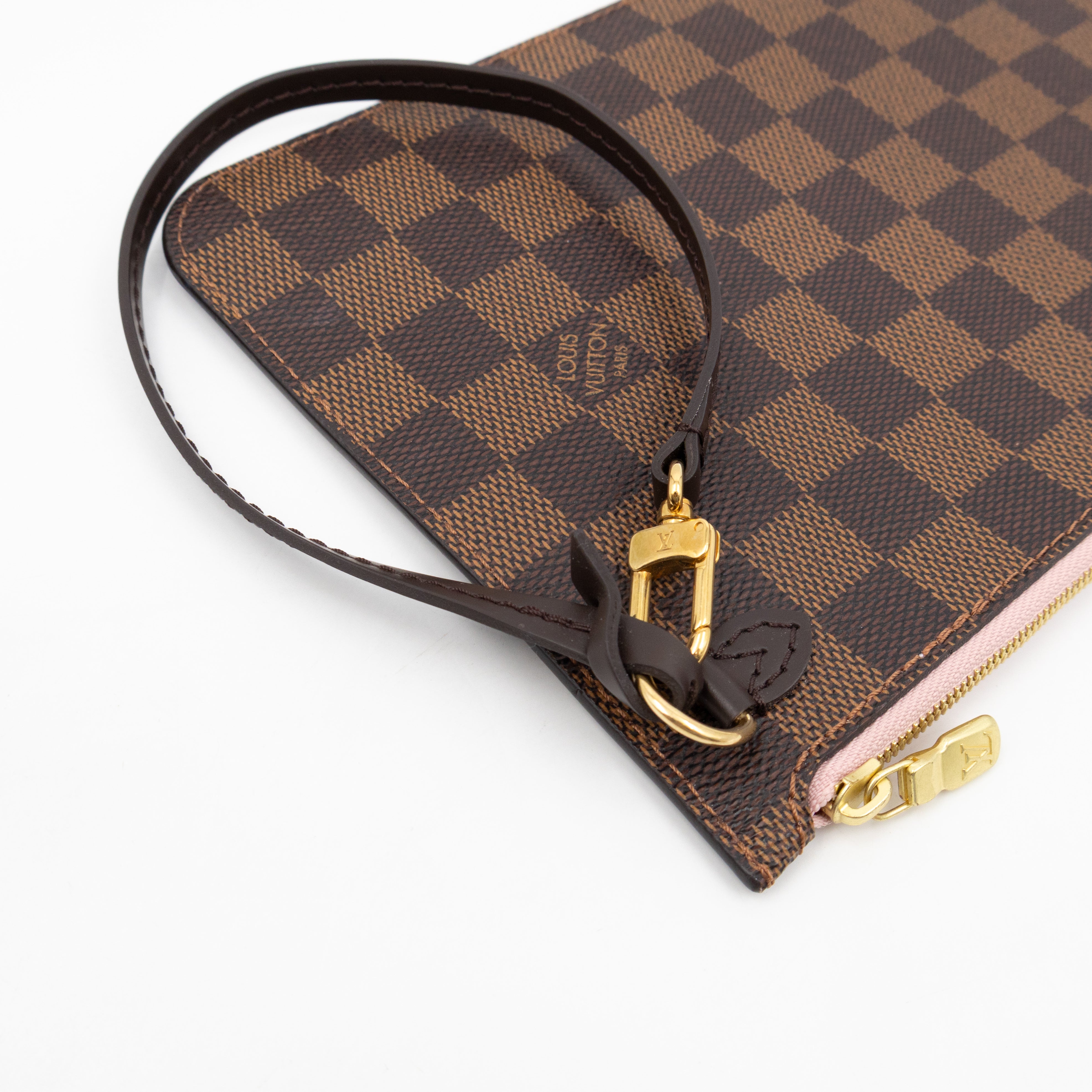 Neverfull Pochette Damier Ebene Rose Ballerine