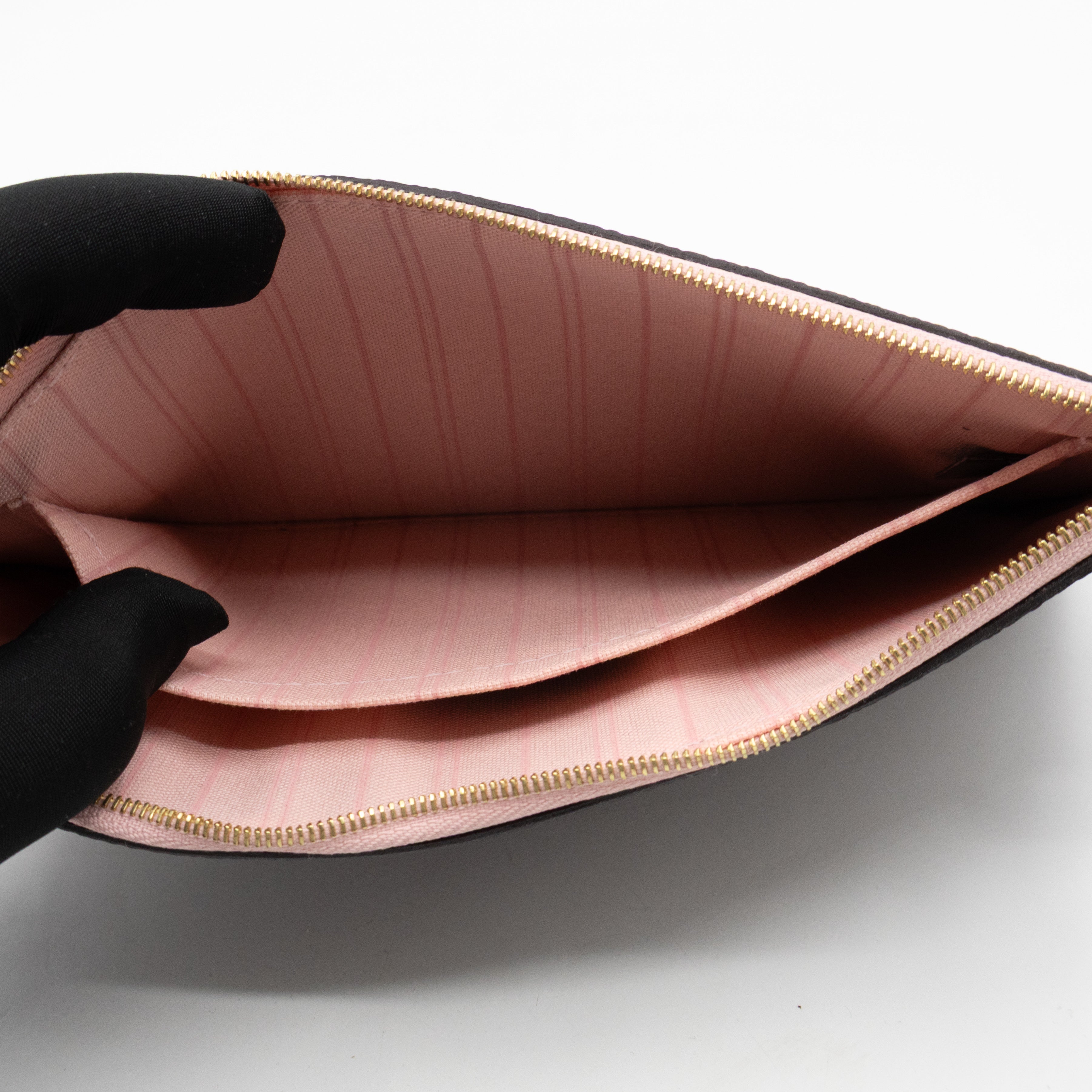 Neverfull Pochette Damier Ebene Rose Ballerine