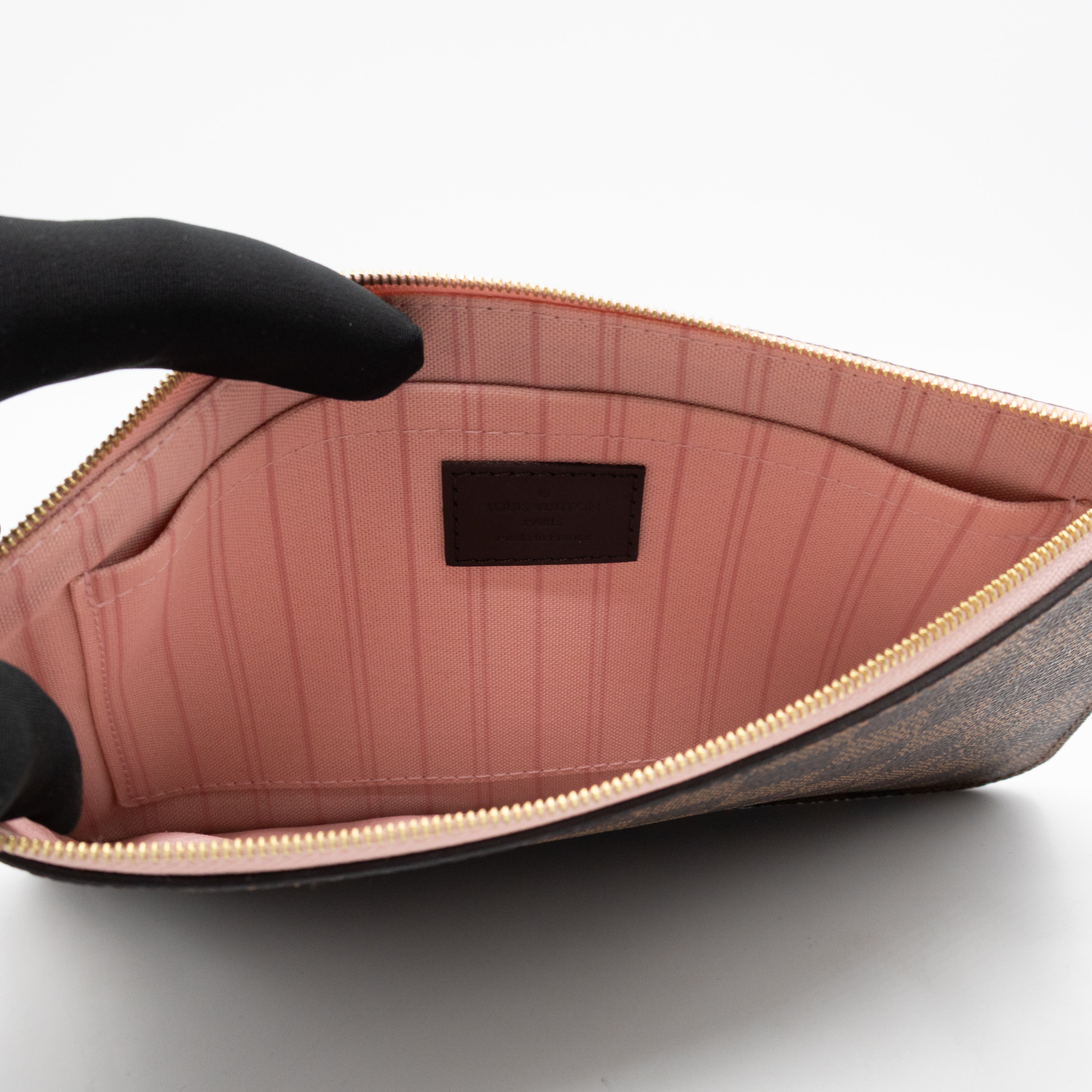 Neverfull Pochette Damier Ebene Rose Ballerine