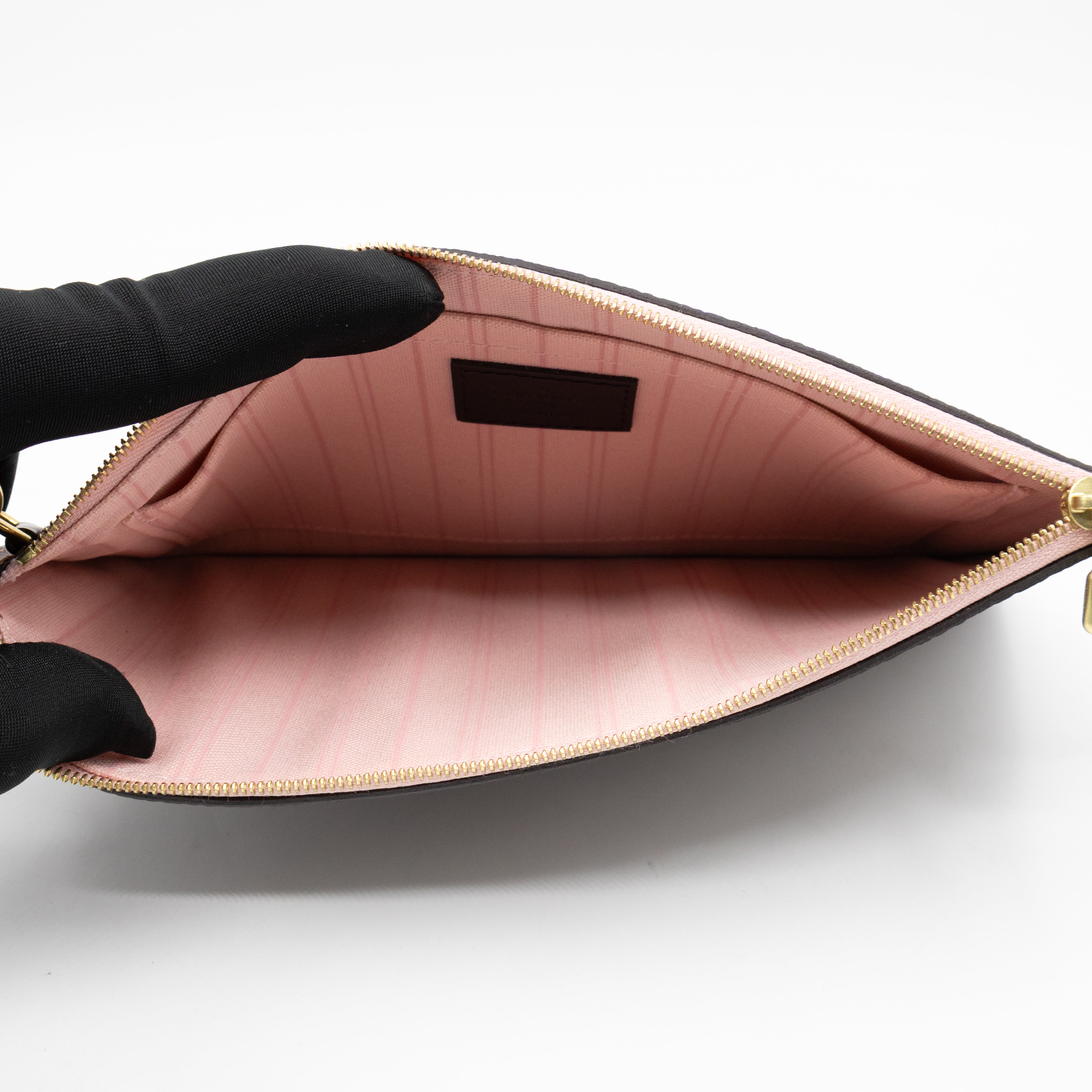 Neverfull Pochette Damier Ebene Rose Ballerine