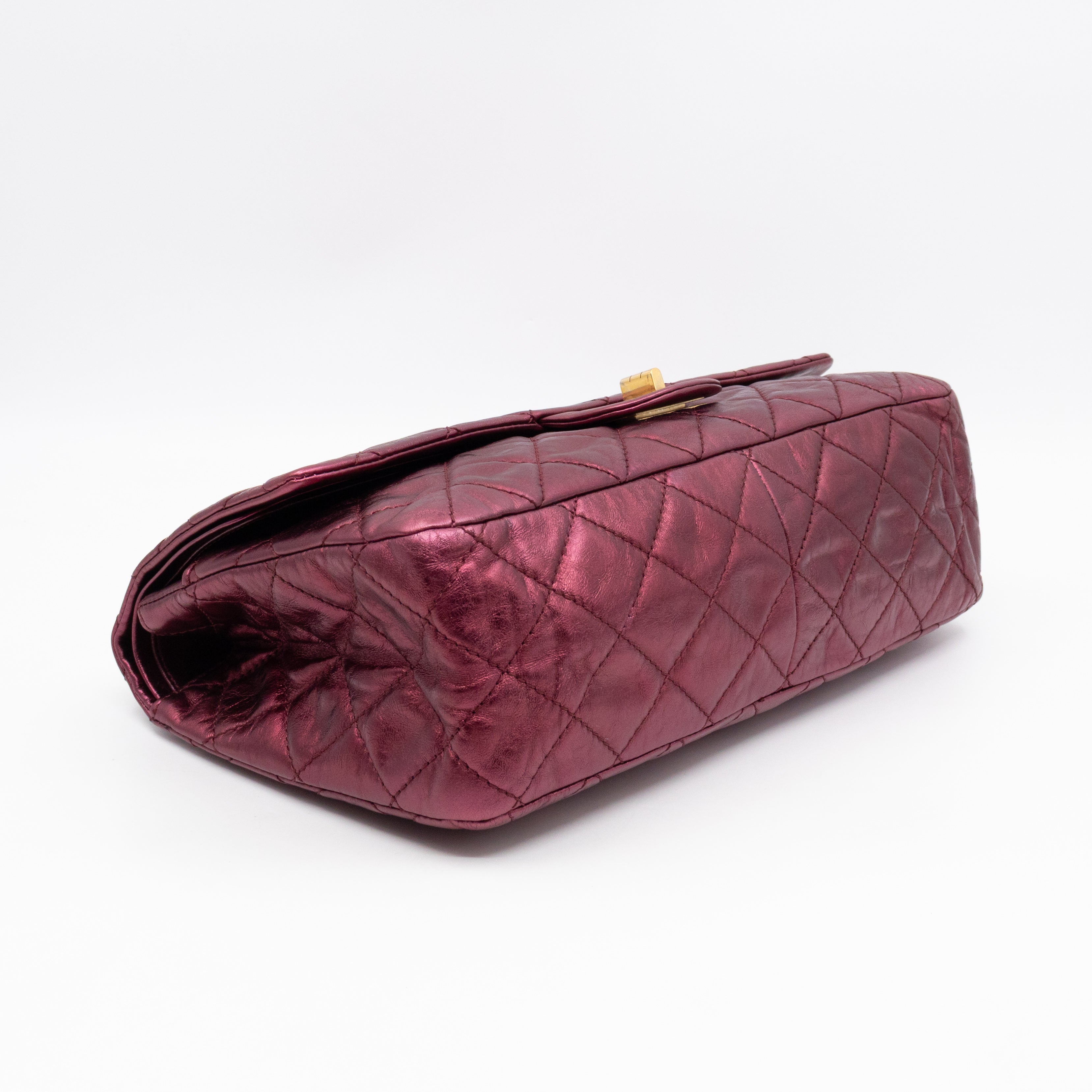 2.55 Reissue 227 Double Flap Bag Burgundy Metallic Leather