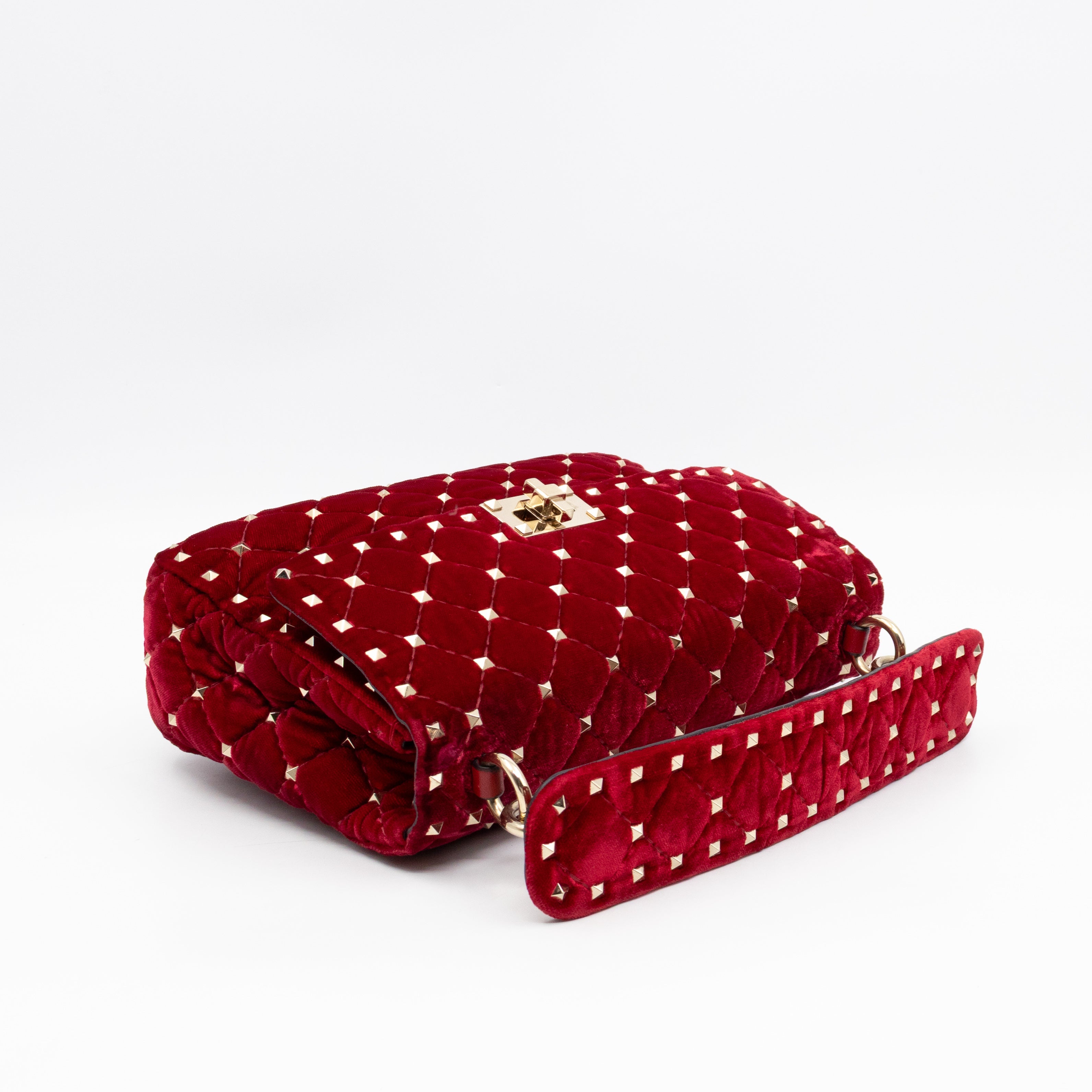 Rockstud Spike Medium Shoulder Bag Red Velvet