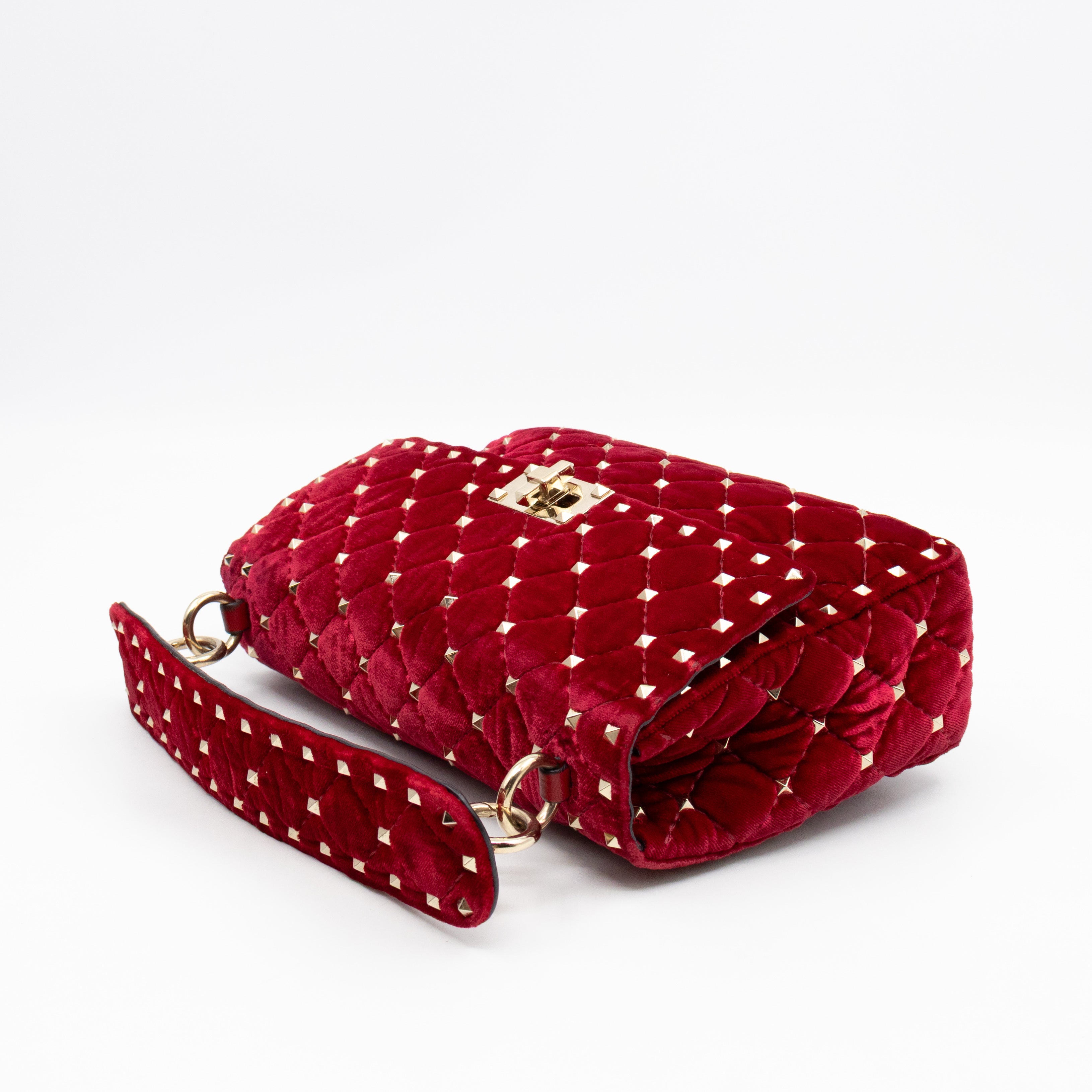 Rockstud Spike Medium Shoulder Bag Red Velvet