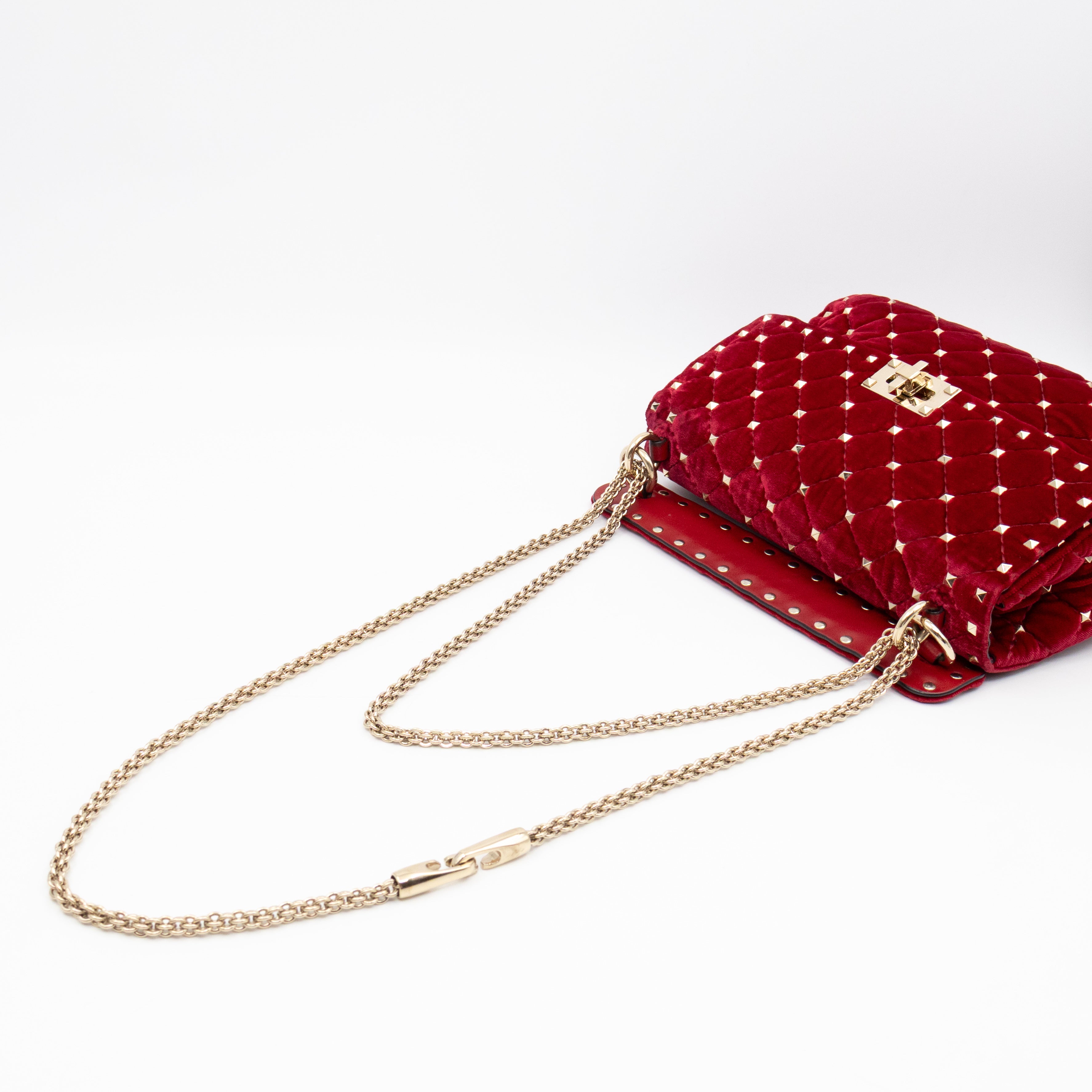 Rockstud Spike Medium Shoulder Bag Red Velvet