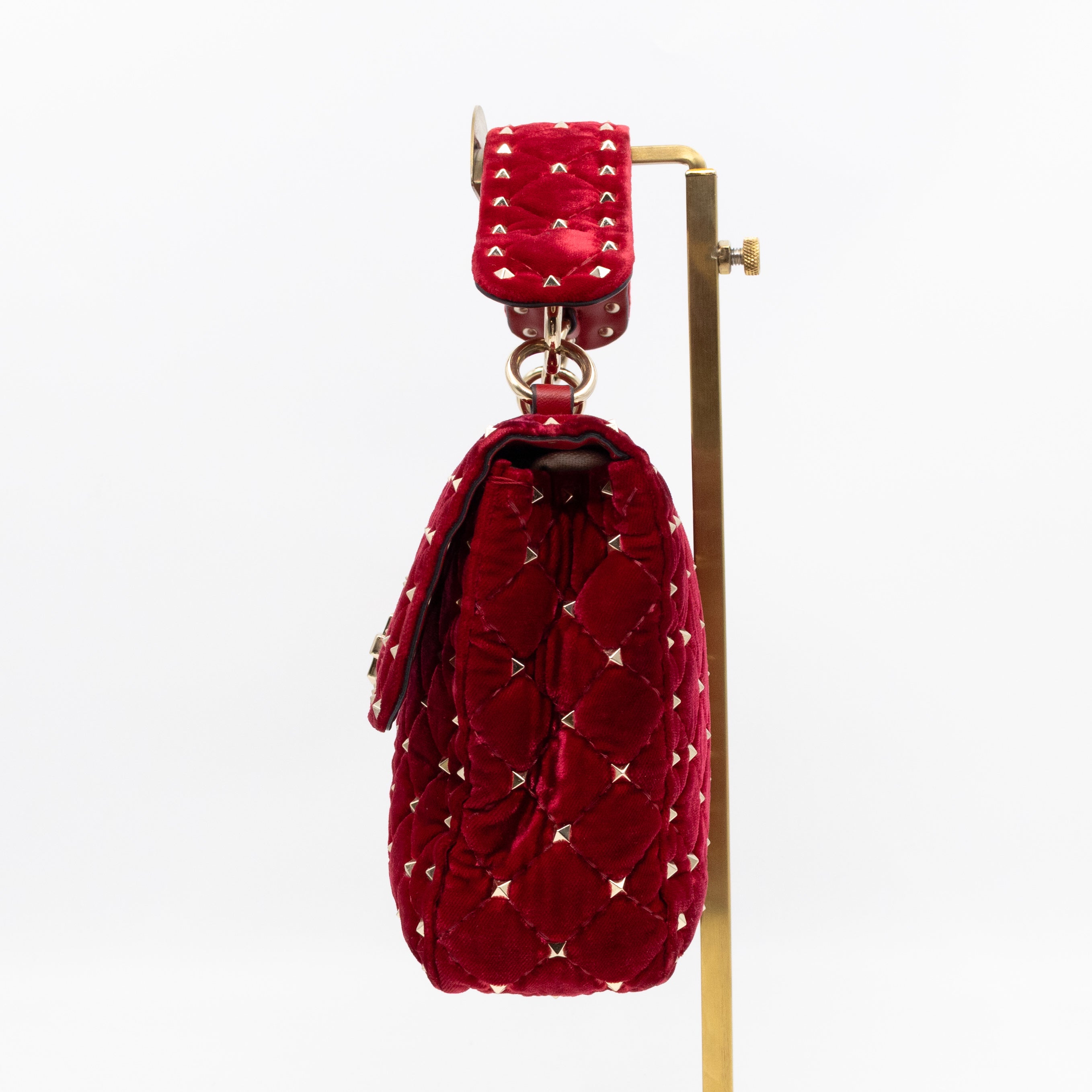 Rockstud Spike Medium Shoulder Bag Red Velvet