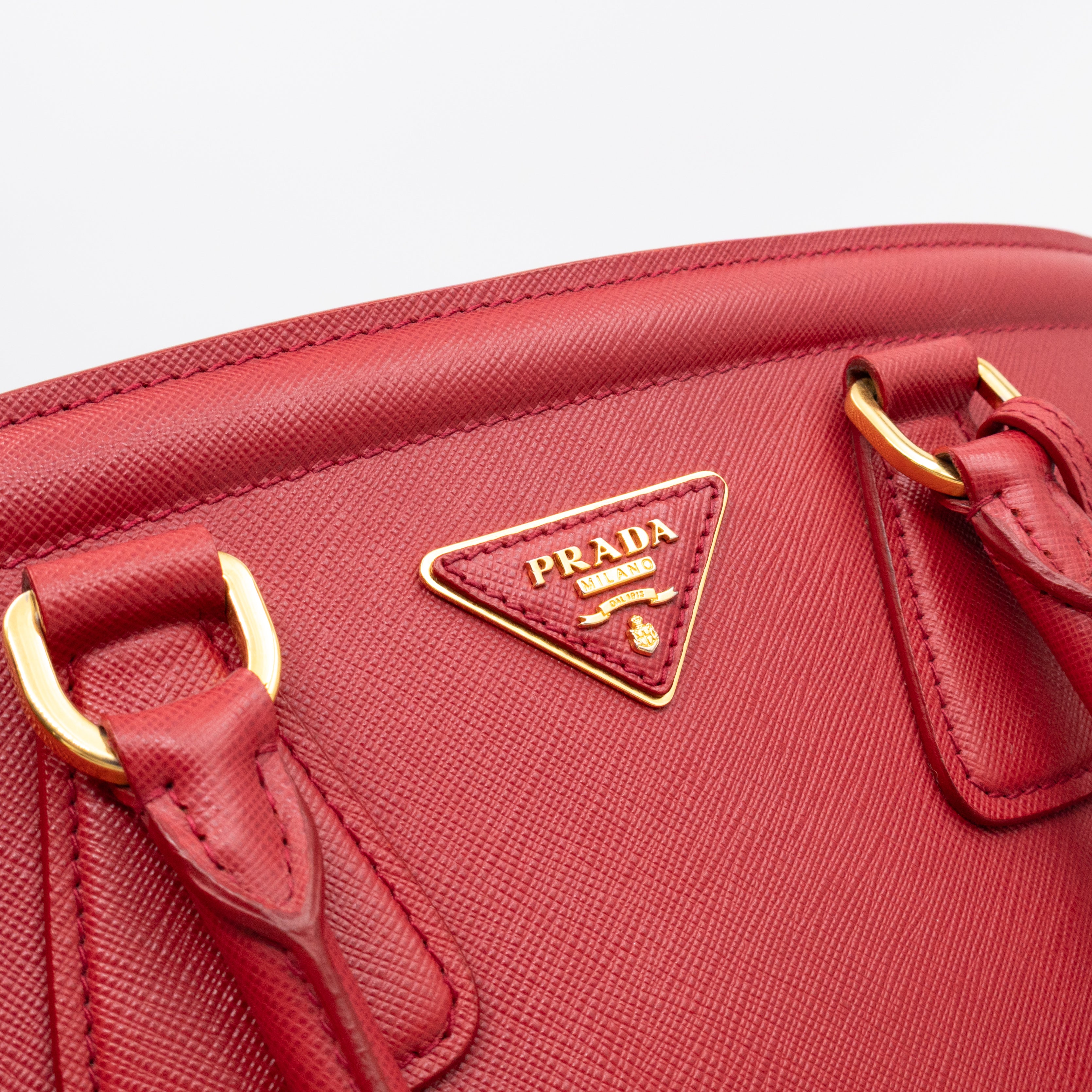 Parabole Shopping Tote Red Saffiano Leather