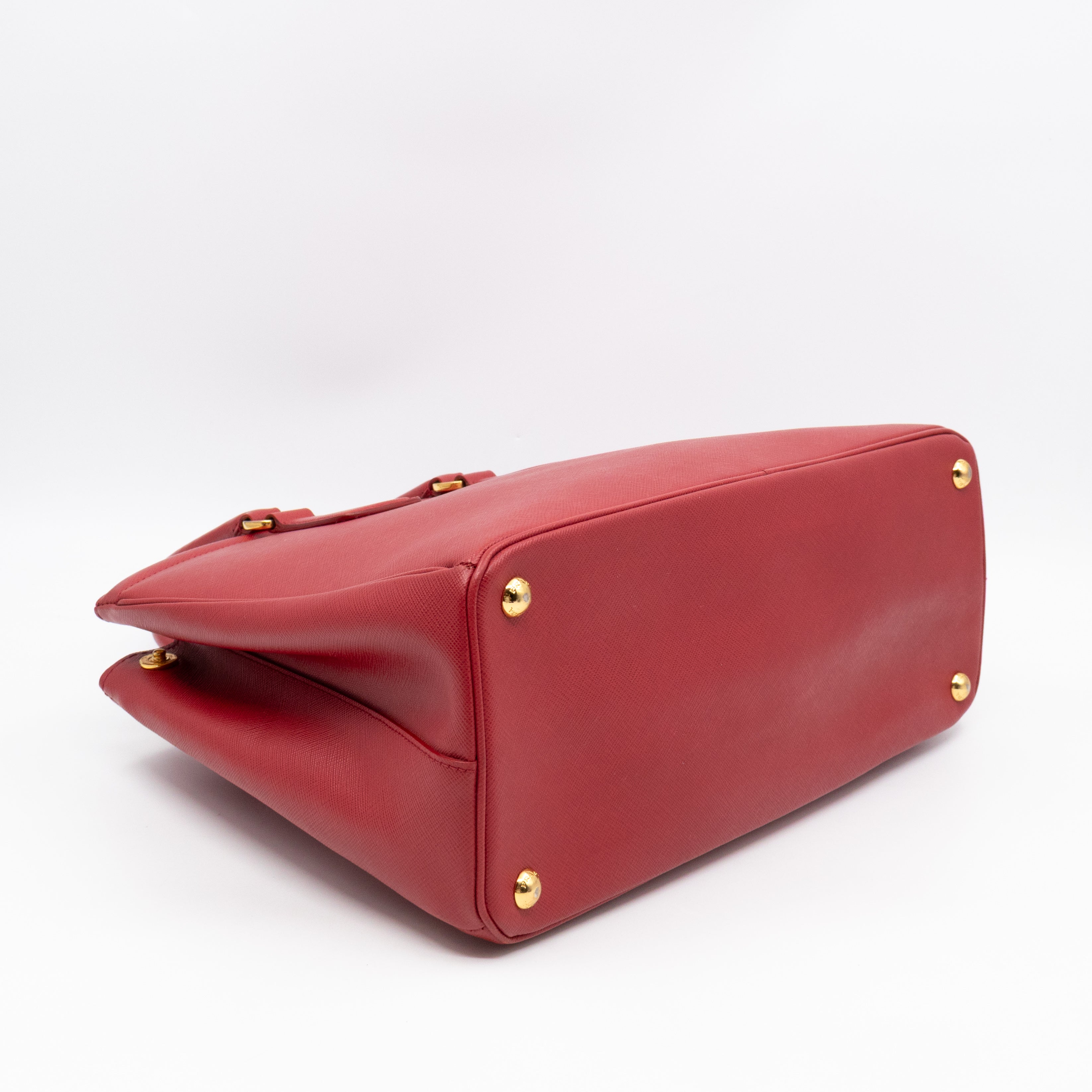 Parabole Shopping Tote Red Saffiano Leather
