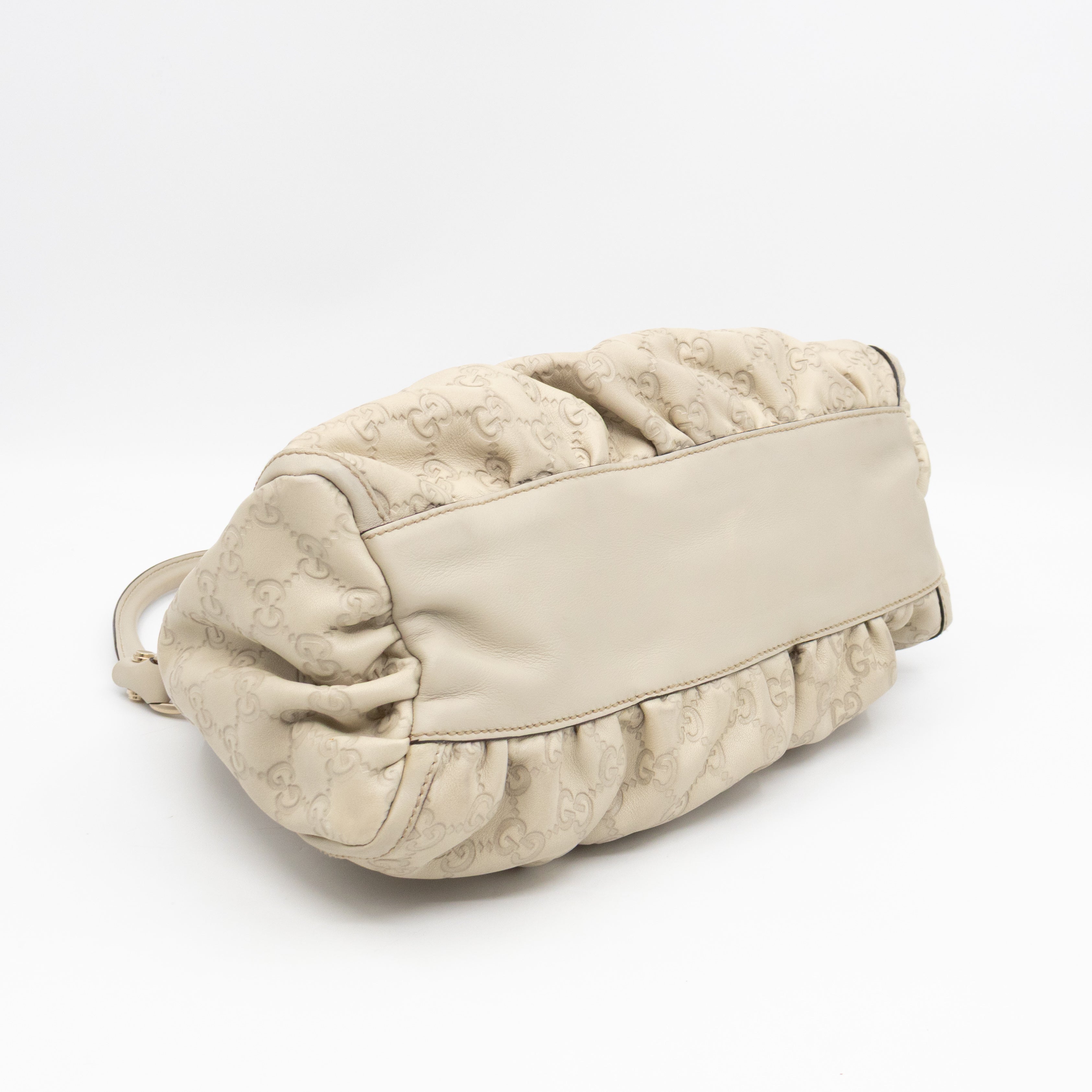 Abbey D-Ring Shoulder Bag Beige Guccissima Leather