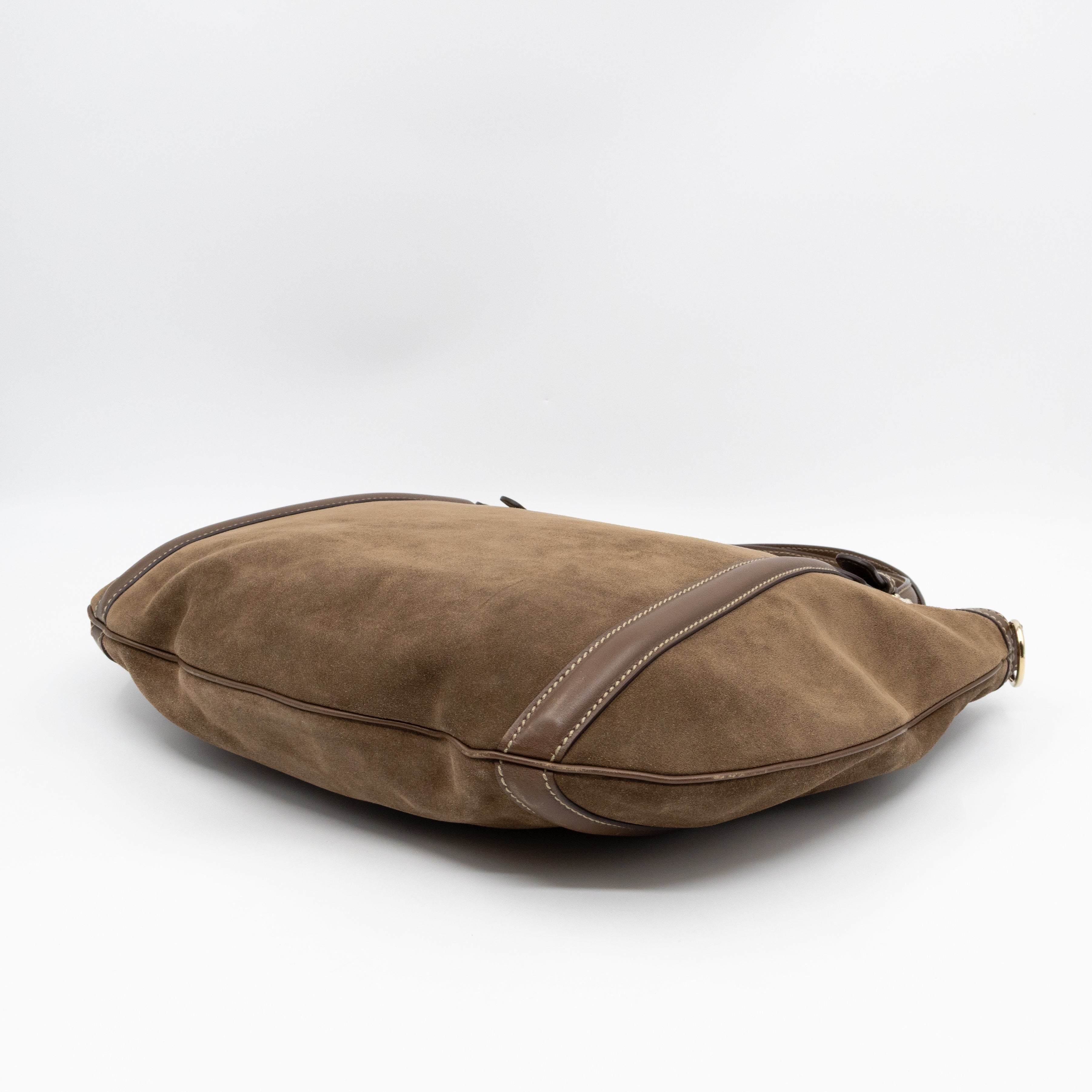 Interlocking G Britt Hobo Bag Brown Suede Leather