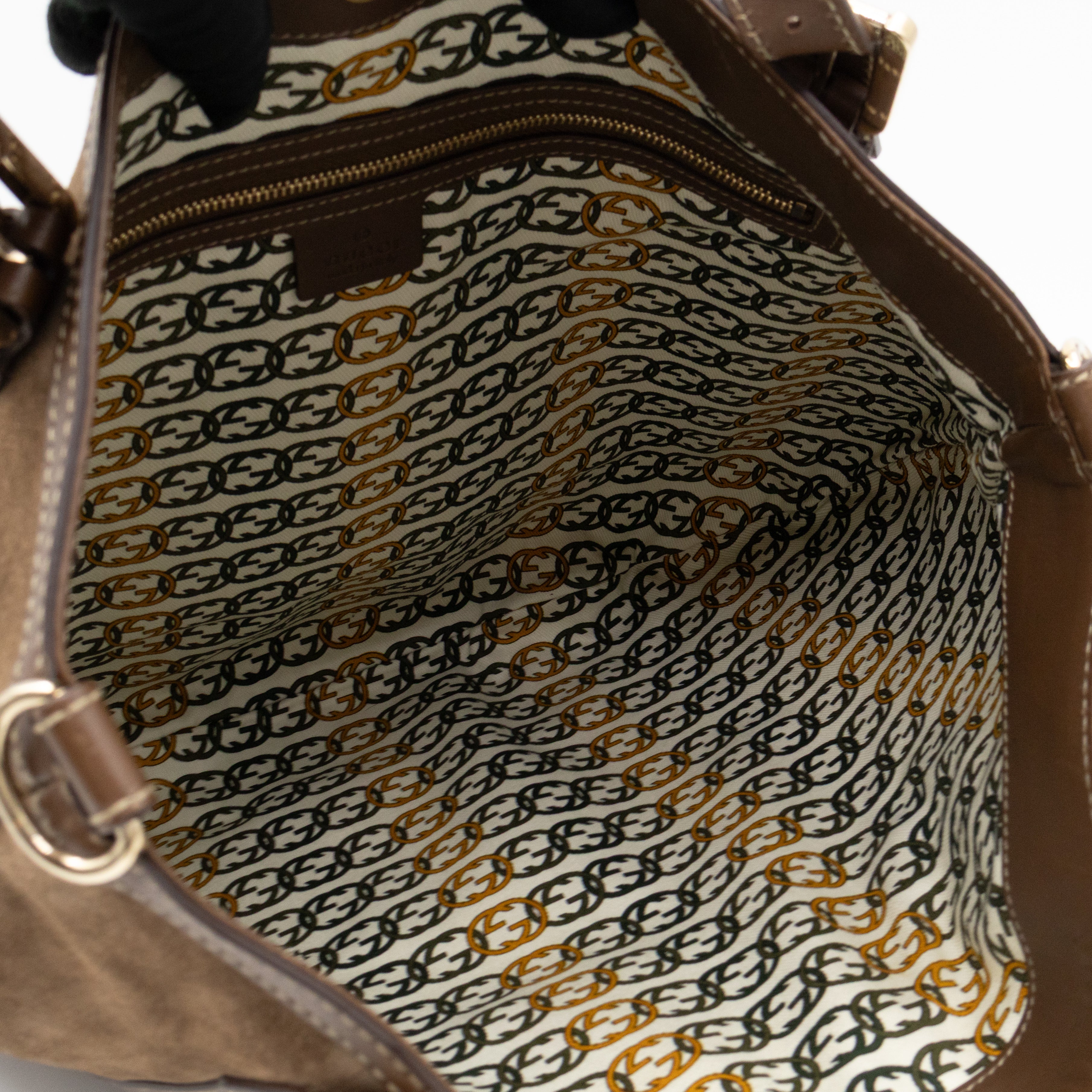 Interlocking G Britt Hobo Bag Brown Suede Leather