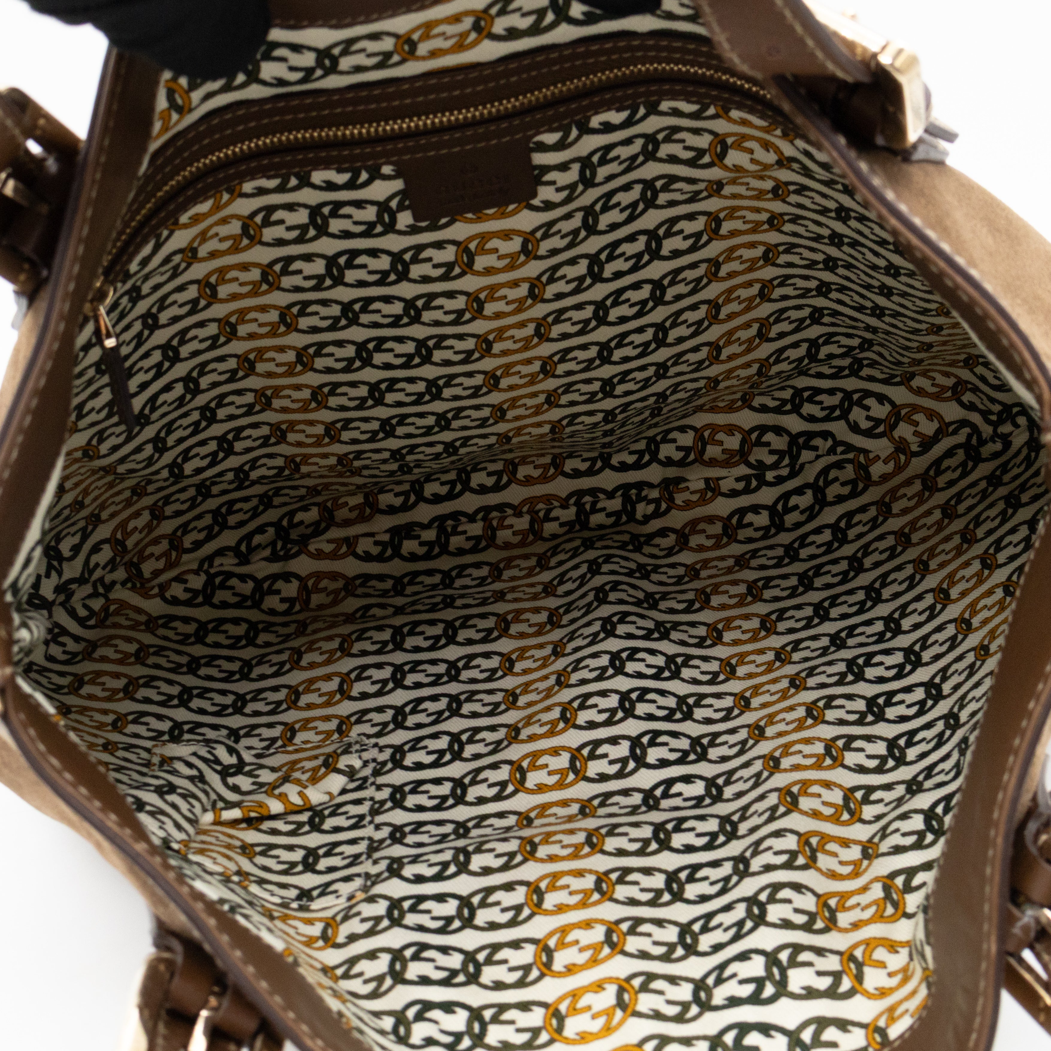 Interlocking G Britt Hobo Bag Brown Suede Leather