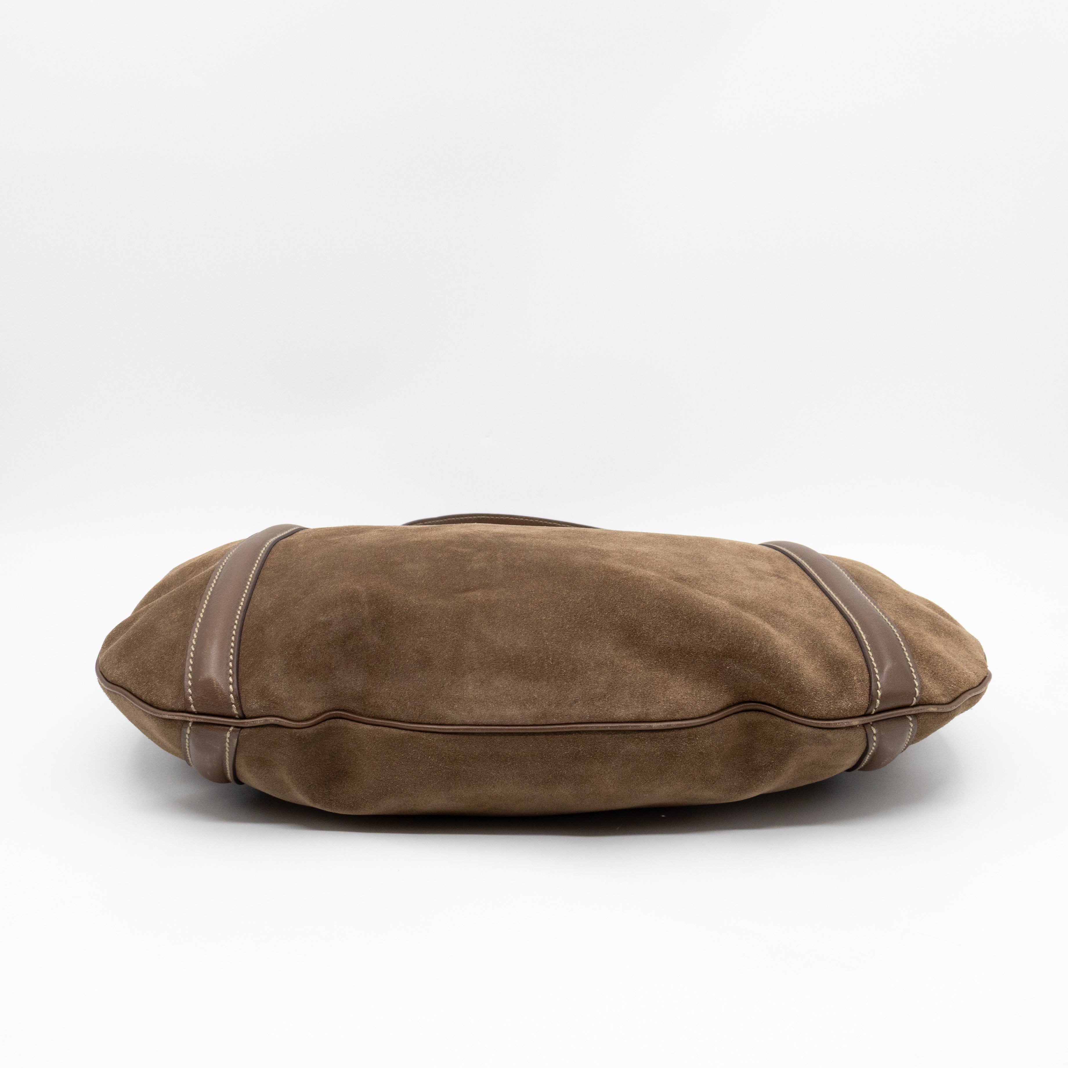 Interlocking G Britt Hobo Bag Brown Suede Leather