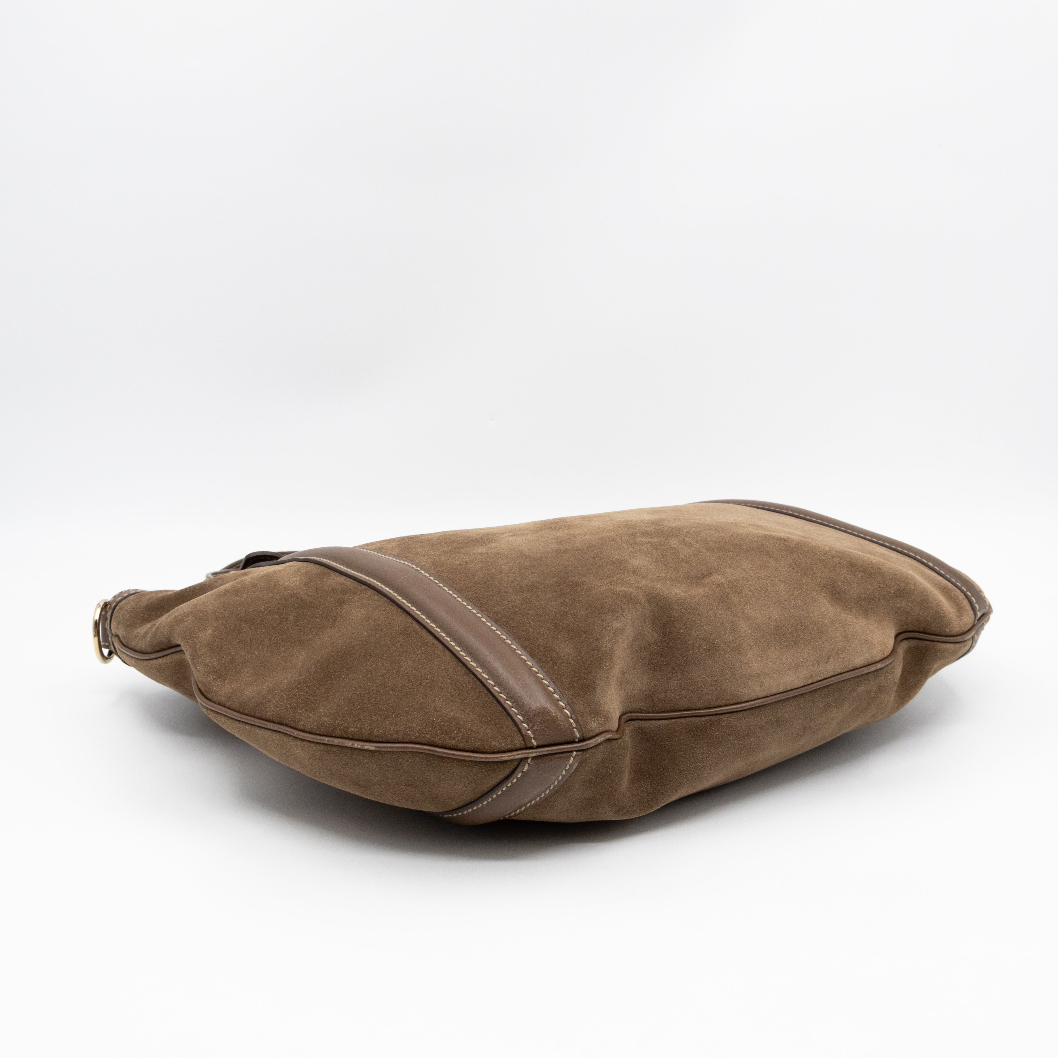 Interlocking G Britt Hobo Bag Brown Suede Leather