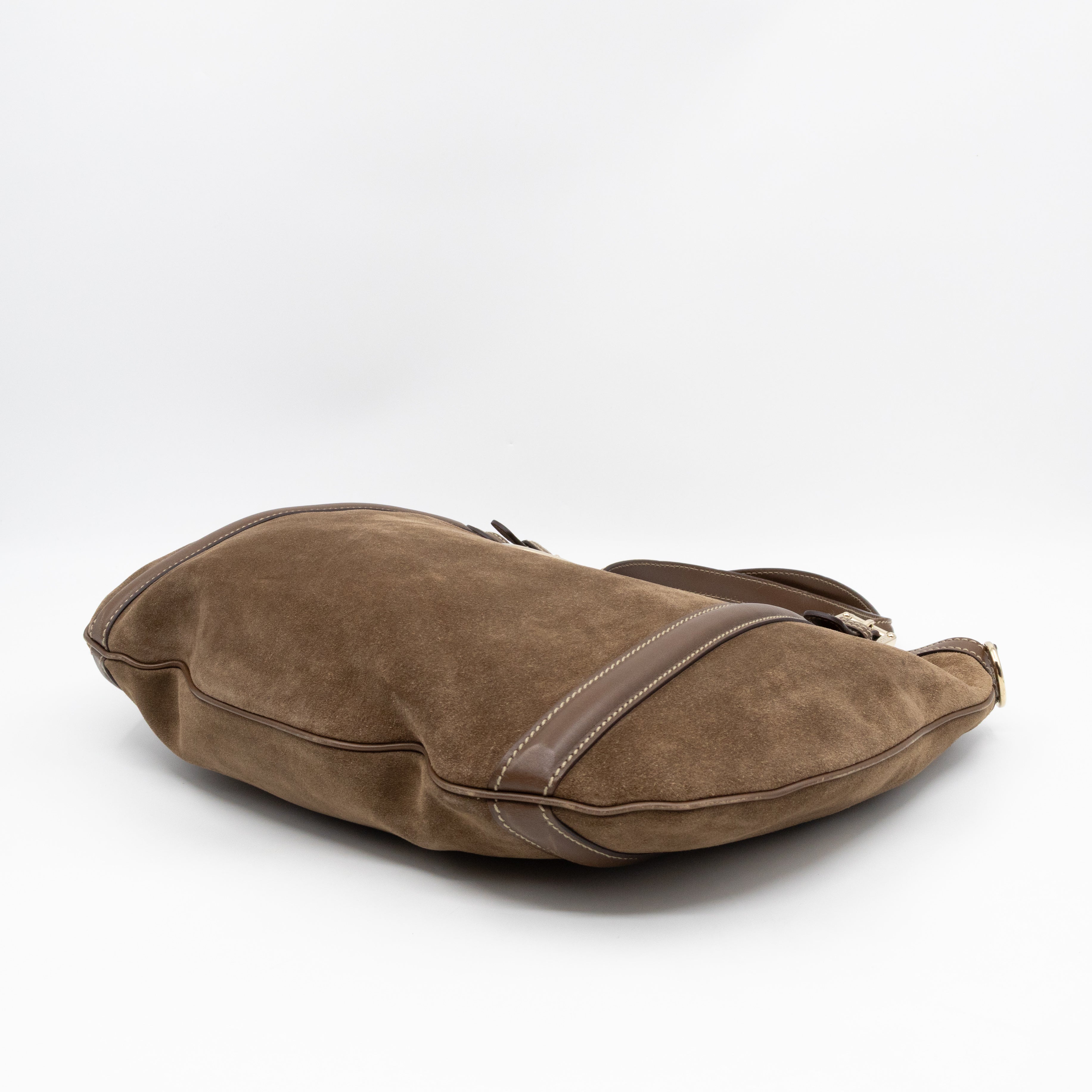 Interlocking G Britt Hobo Bag Brown Suede Leather