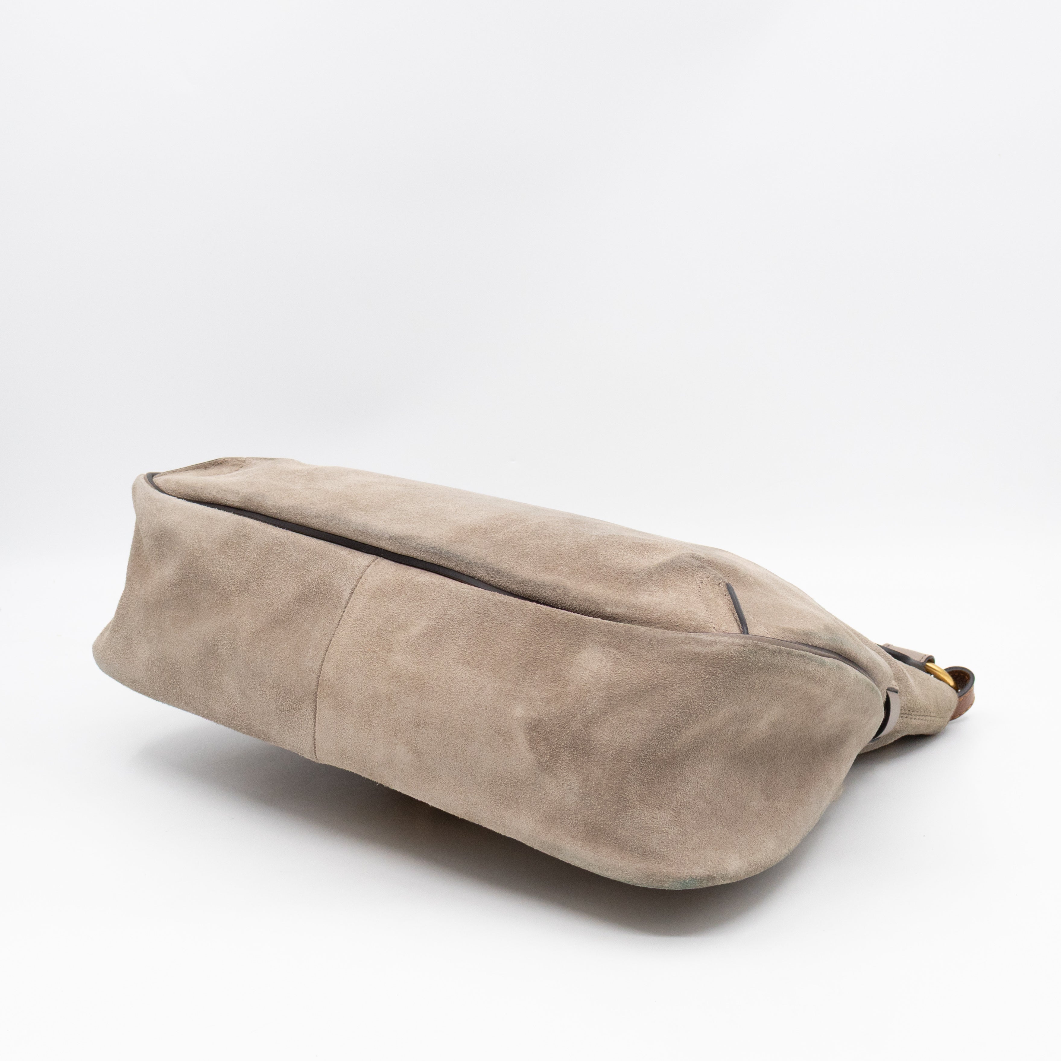 Lexa Medium Shoulder Bag Beige Suede Leather