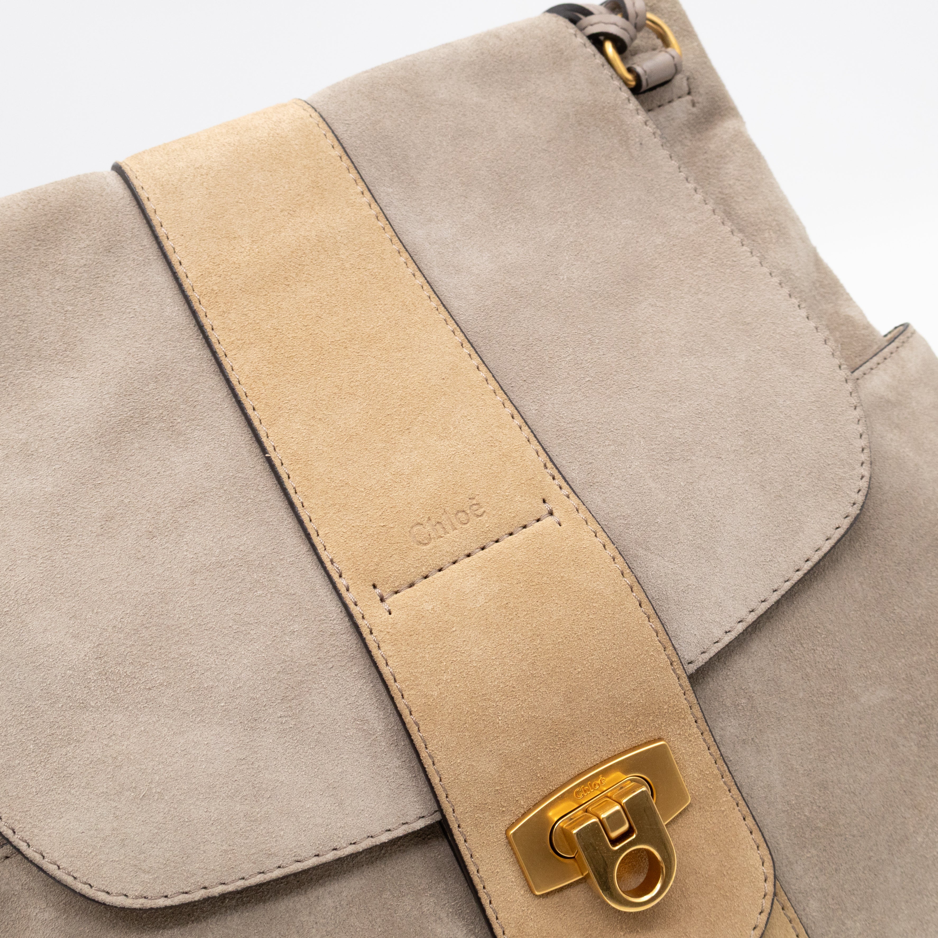 Lexa Medium Shoulder Bag Beige Suede Leather