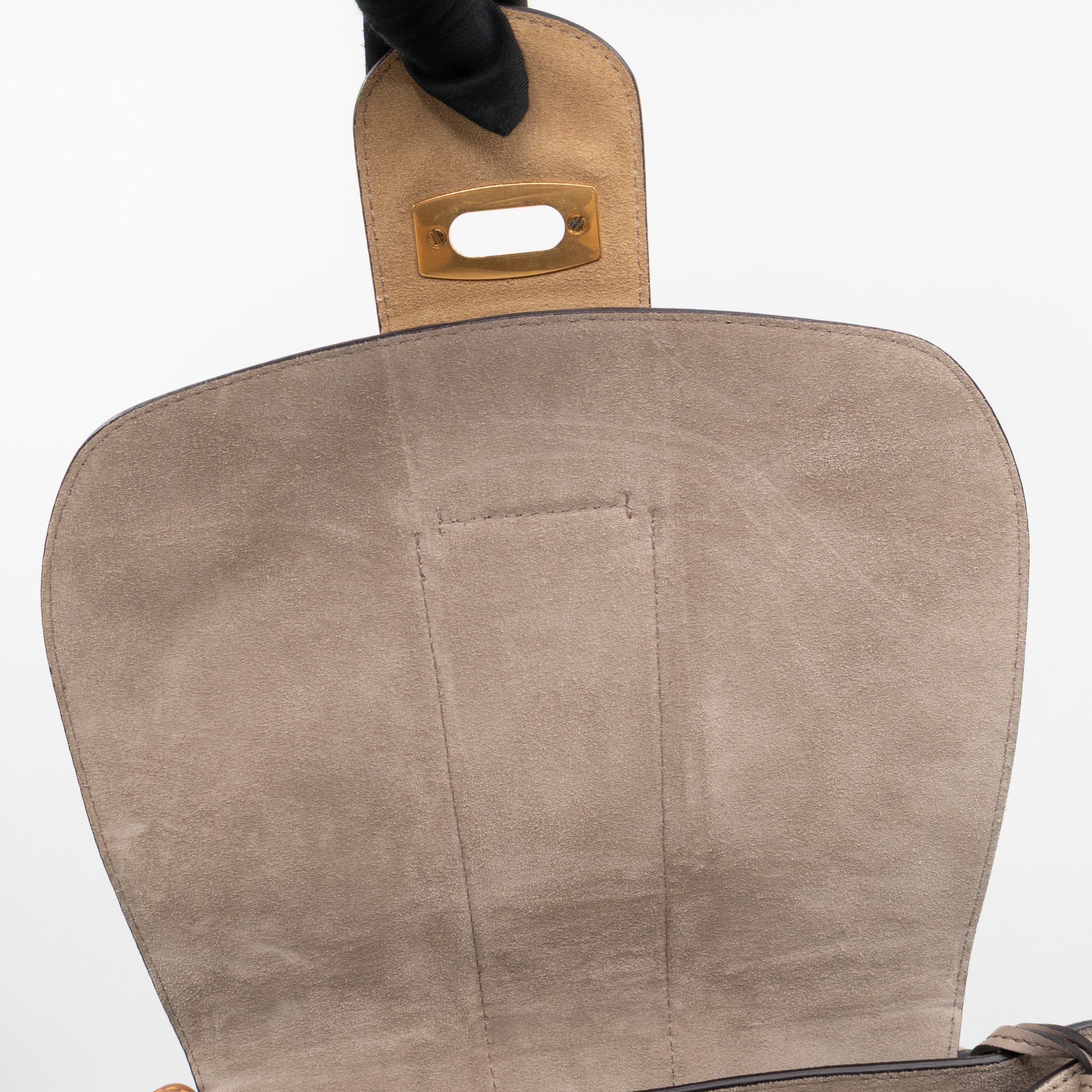 Lexa Medium Shoulder Bag Beige Suede Leather