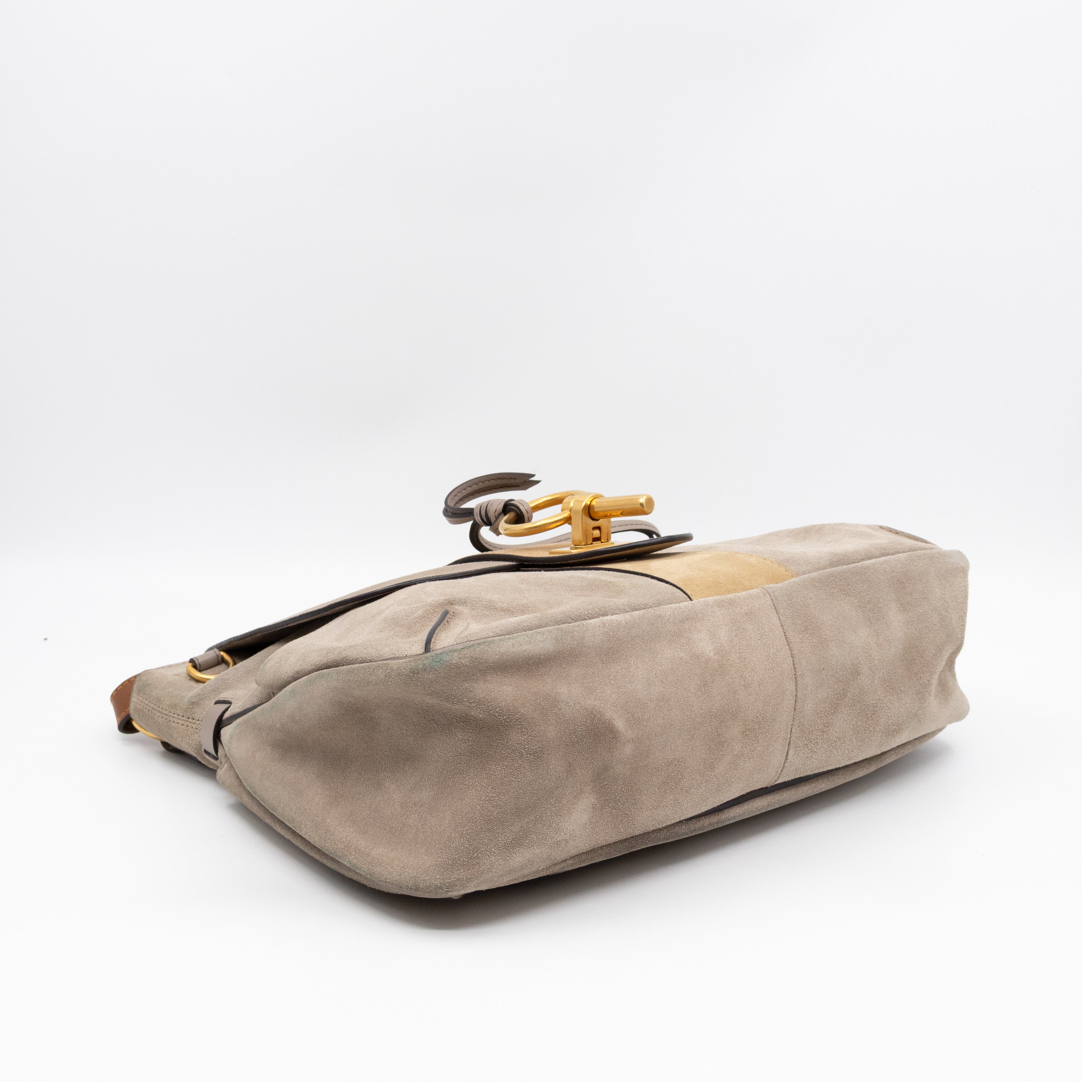 Lexa Medium Shoulder Bag Beige Suede Leather