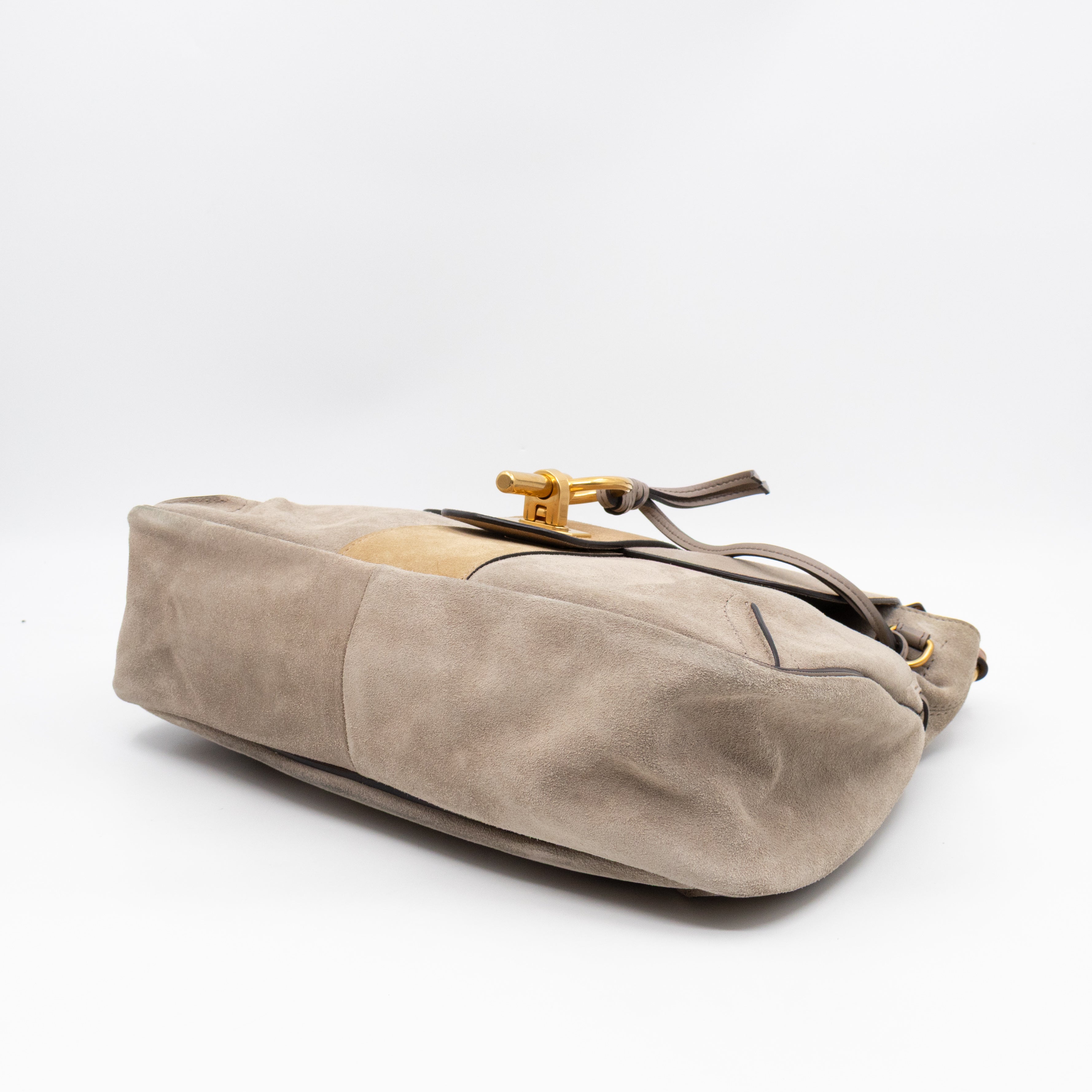 Lexa Medium Shoulder Bag Beige Suede Leather