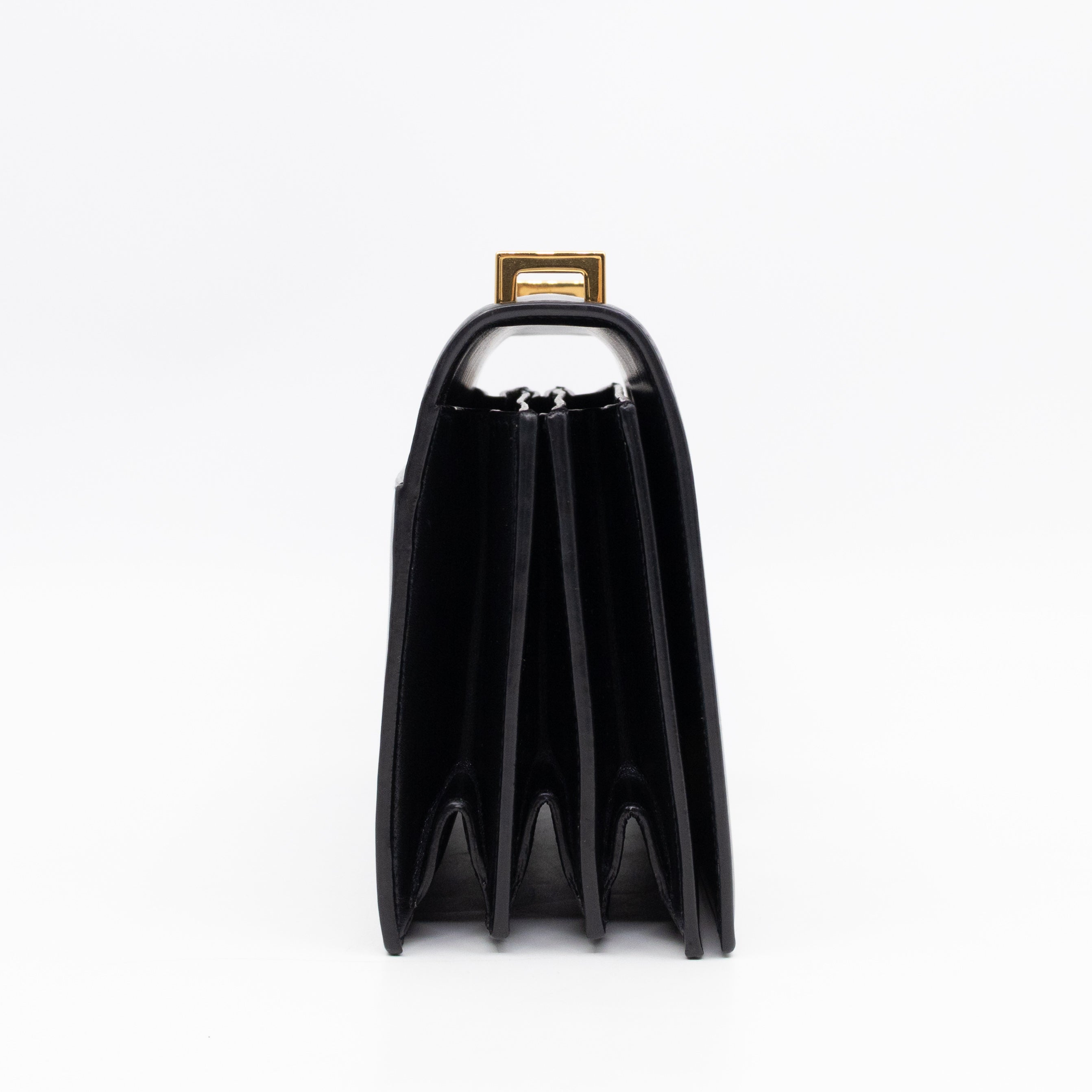 Domino Medium Shoulder Bag Black Smooth Leather