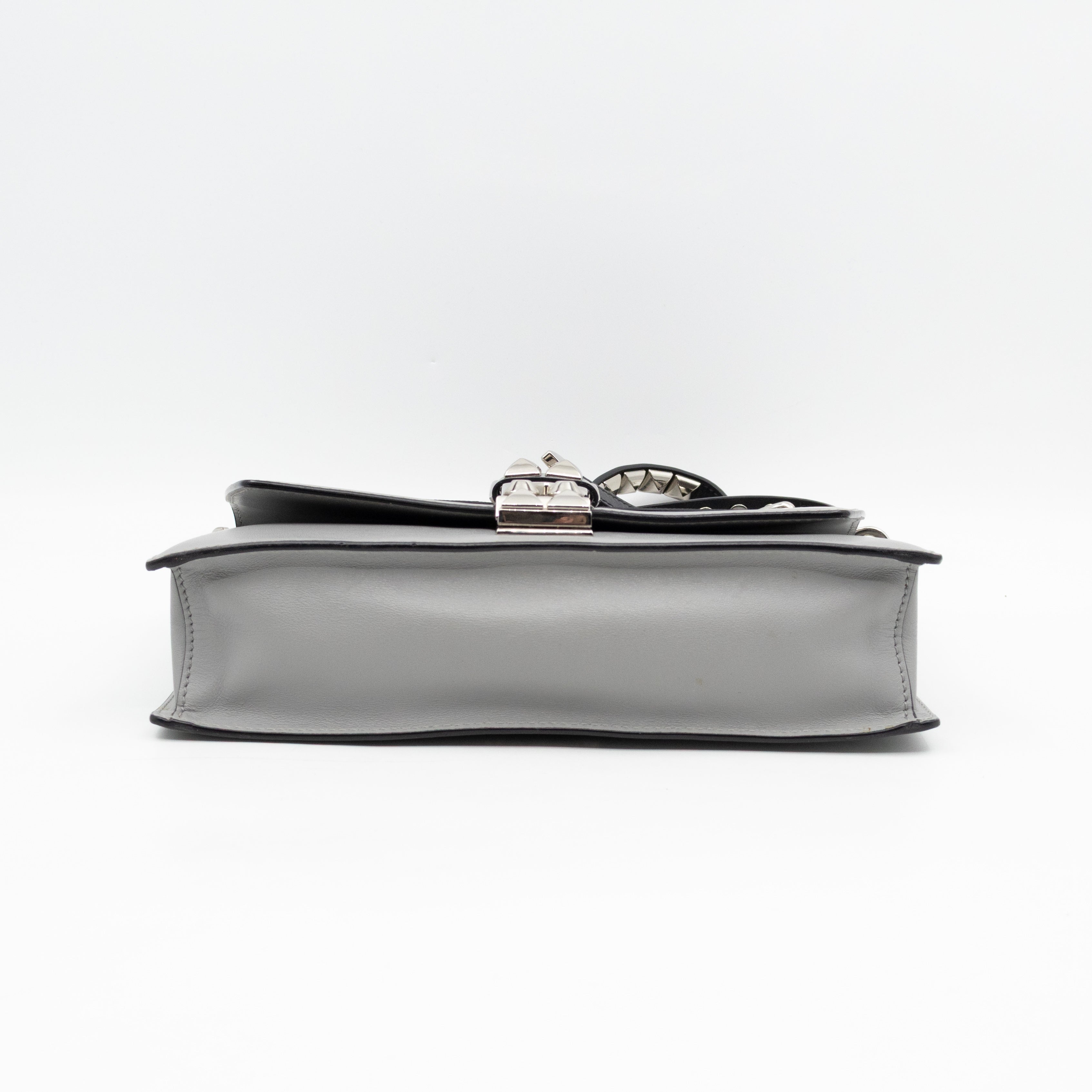 Elektra Studded Small Crossbody Bag Grey Leather