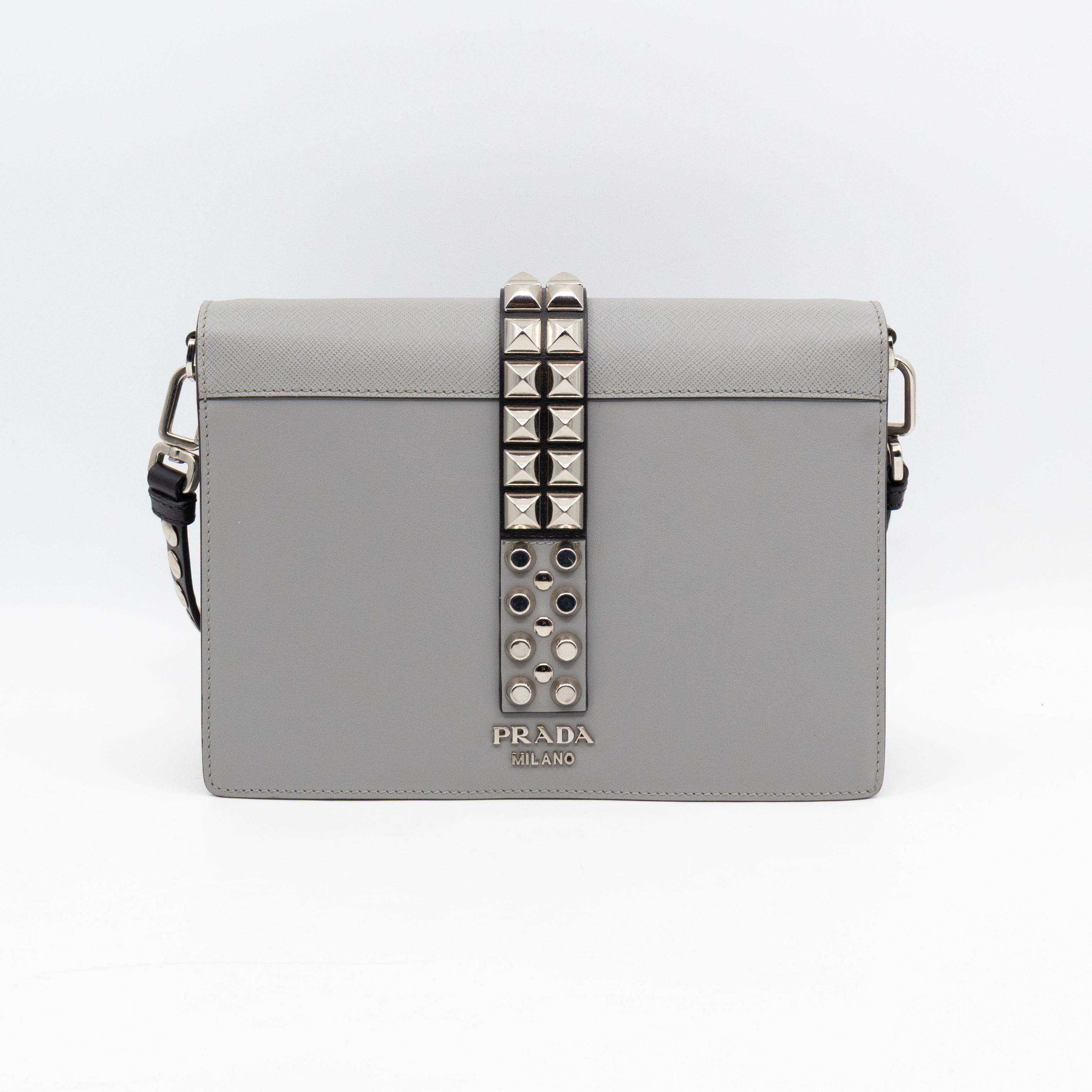 Elektra Studded Small Crossbody Bag Grey Leather