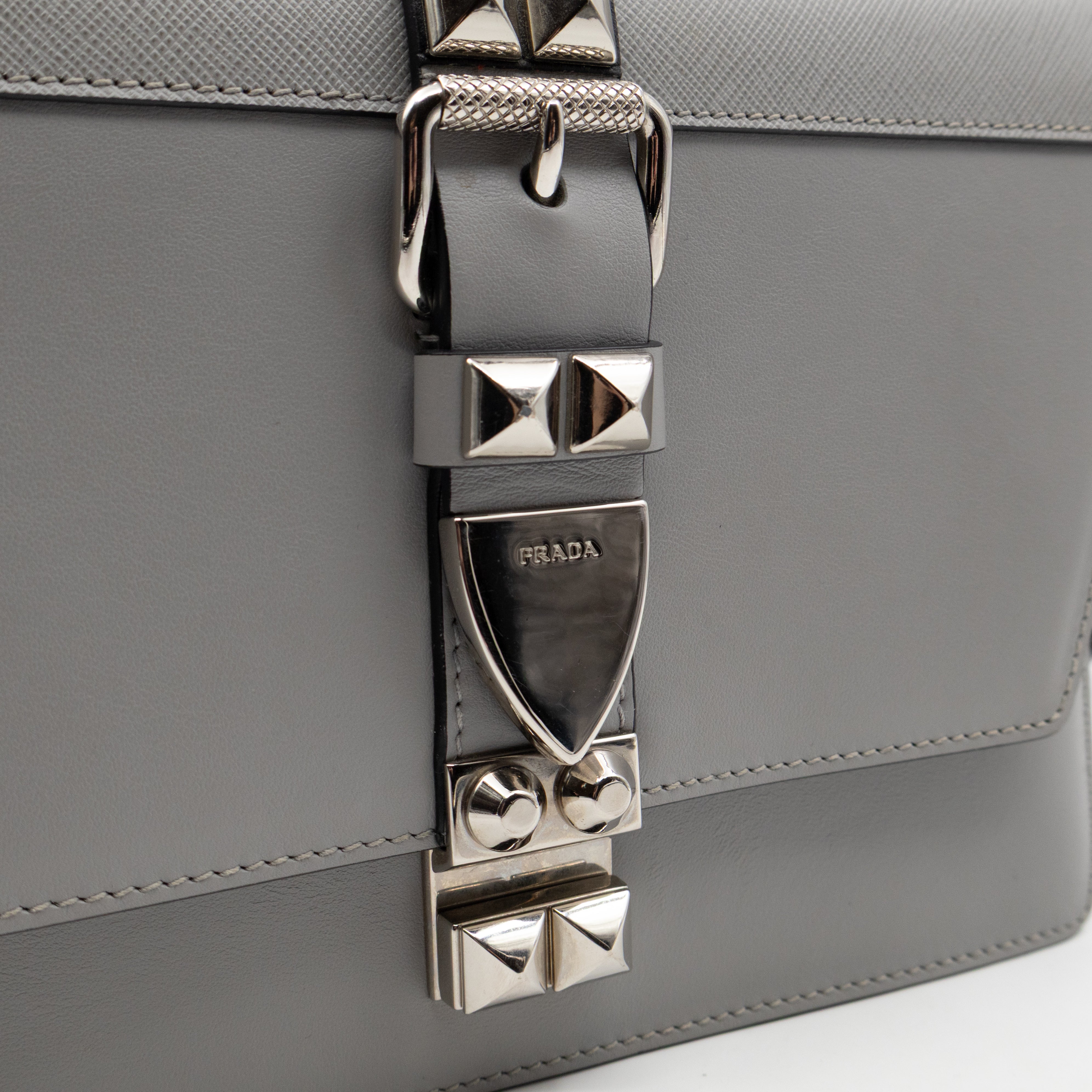 Elektra Studded Small Crossbody Bag Grey Leather