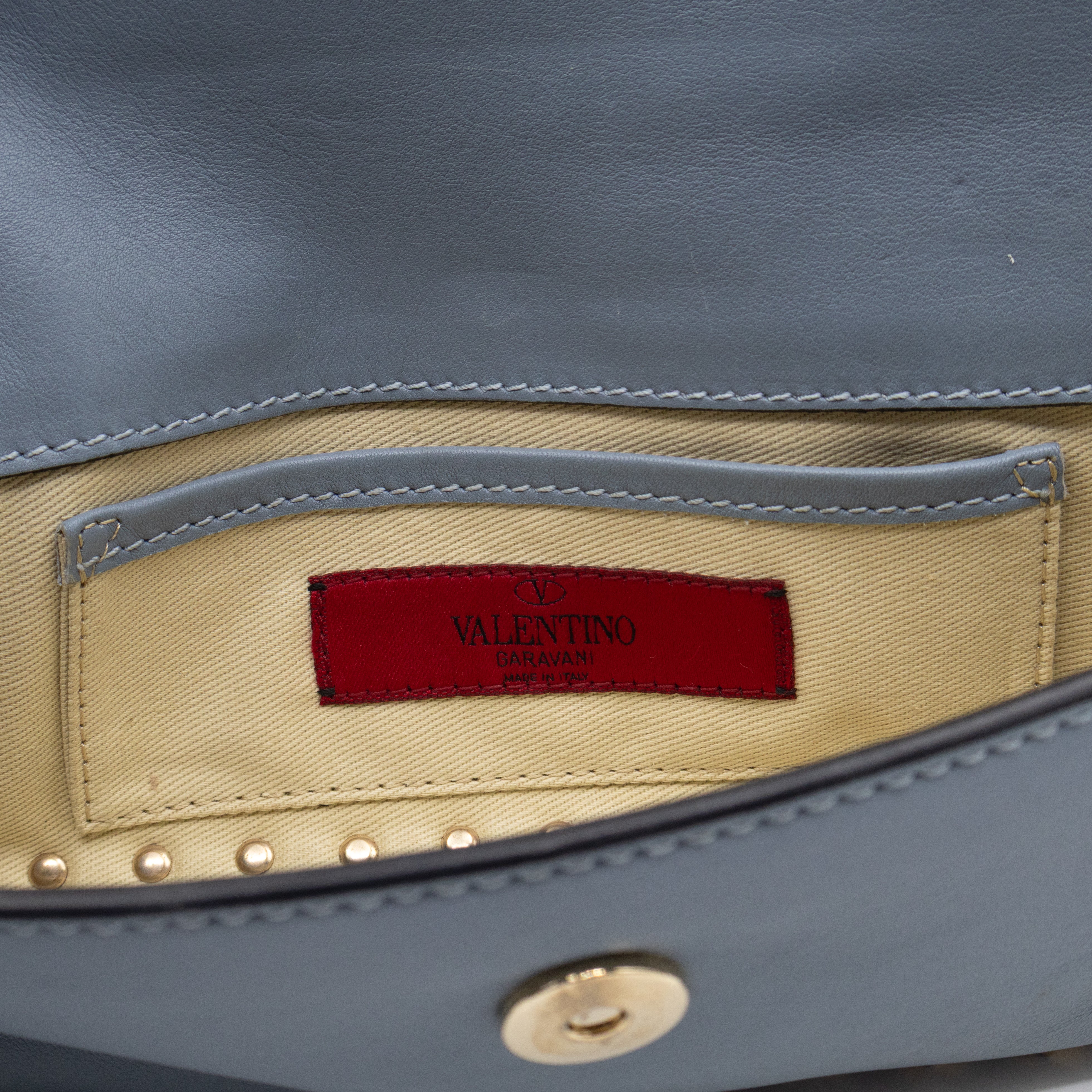 Rockstud Bangle Clutch Slate Blue Nappa Leather