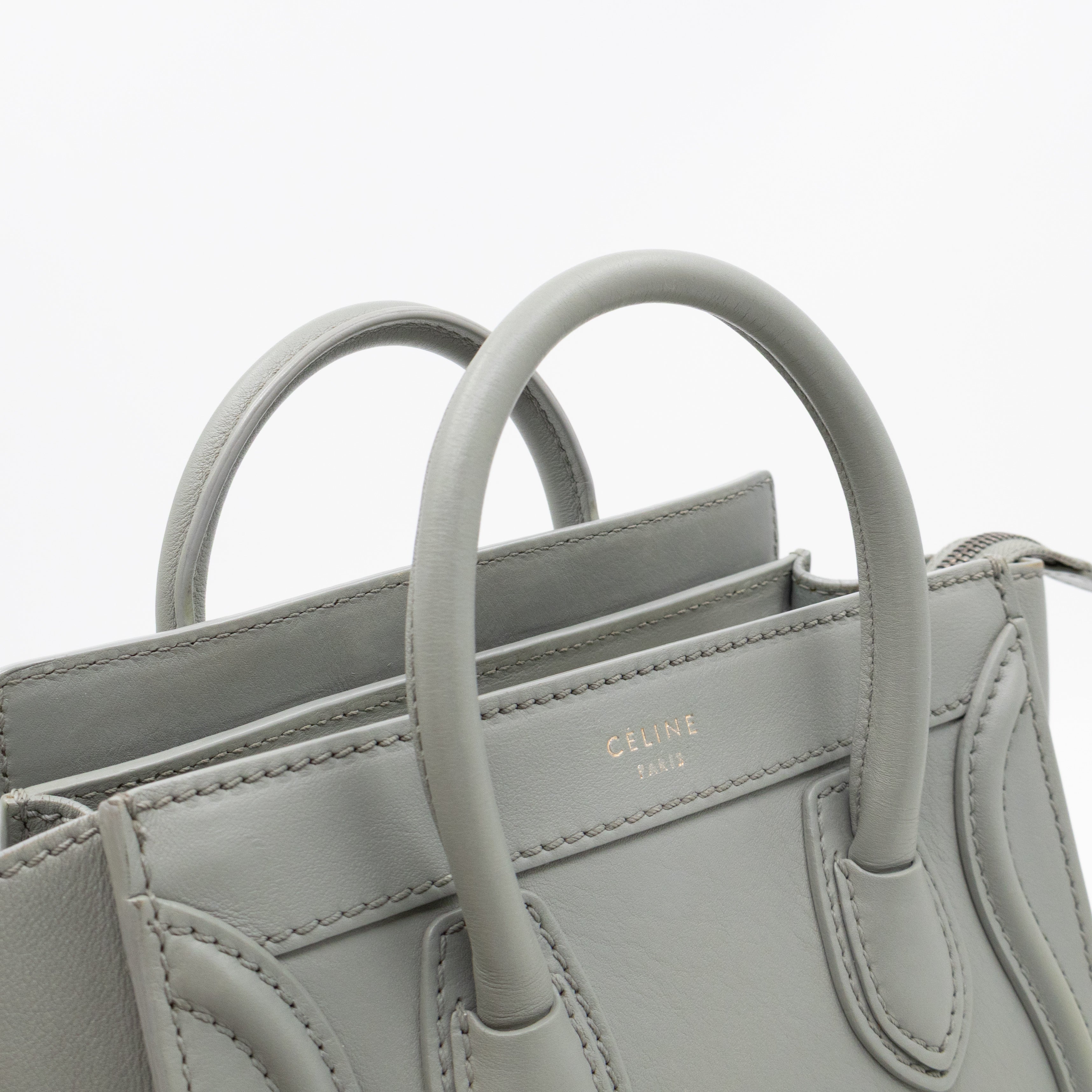 Nano Luggage Grey Leather