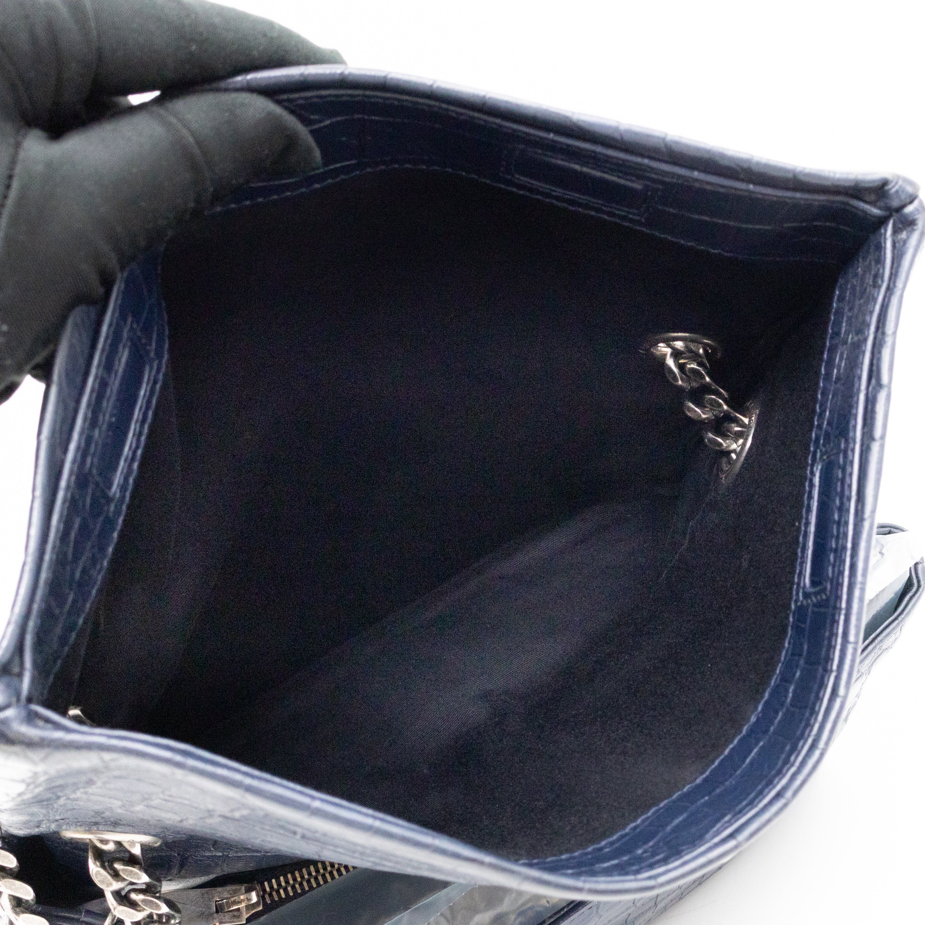 West Hollywood Medium Blue Croc Embossed Leather