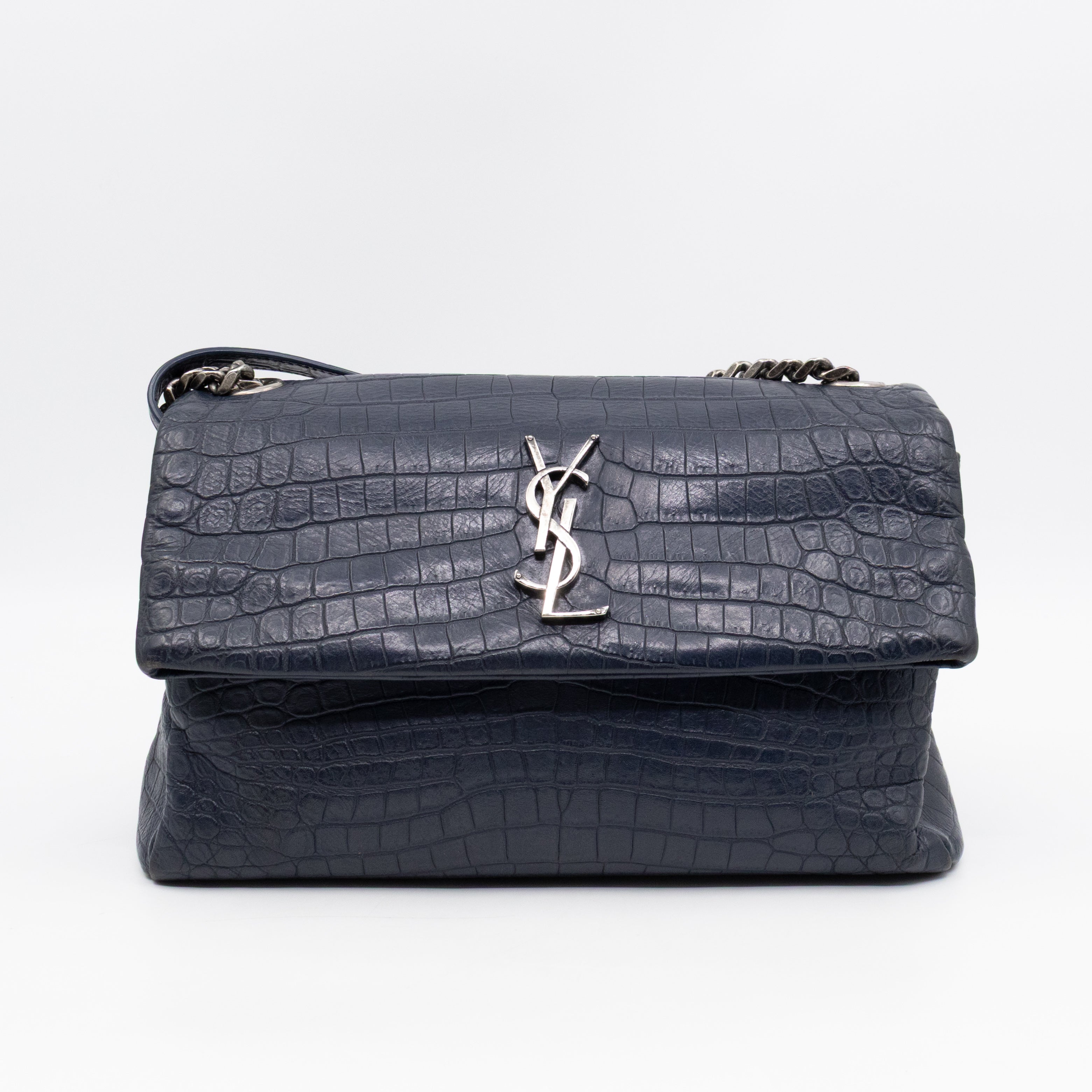West Hollywood Medium Blue Croc Embossed Leather