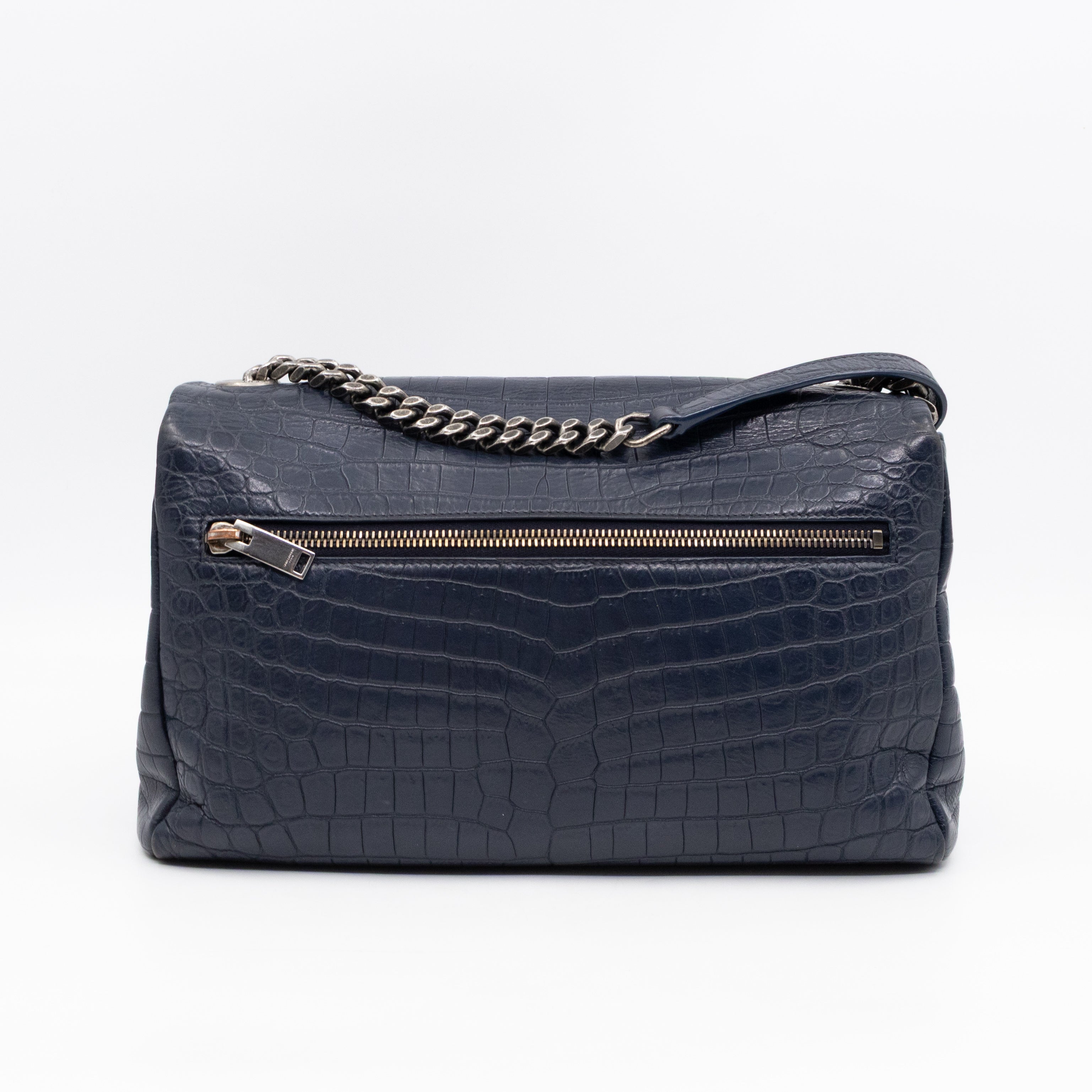 West Hollywood Medium Blue Croc Embossed Leather
