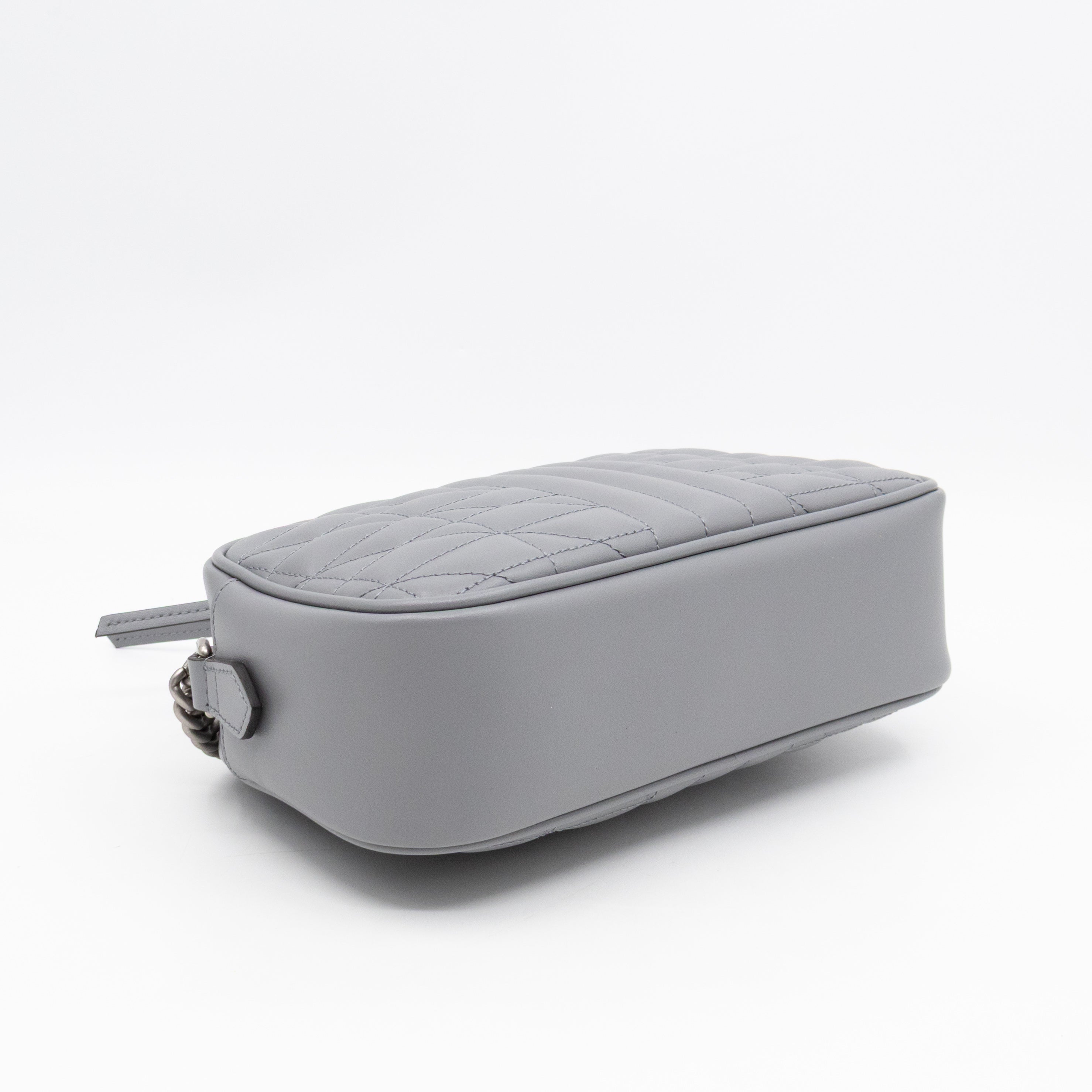 GG Marmont Small Deep Grey Matelasse Aria Leather