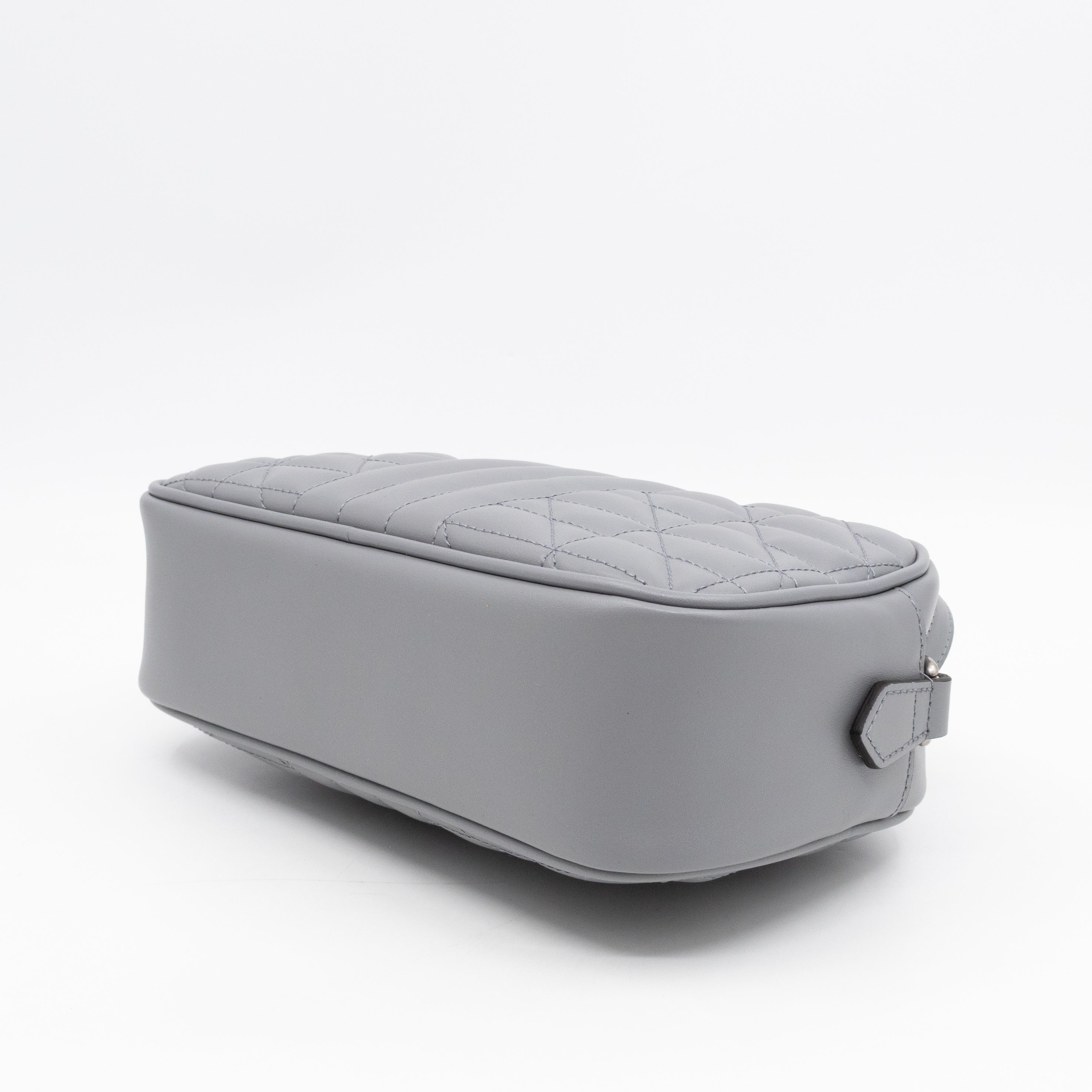 GG Marmont Small Deep Grey Matelasse Aria Leather