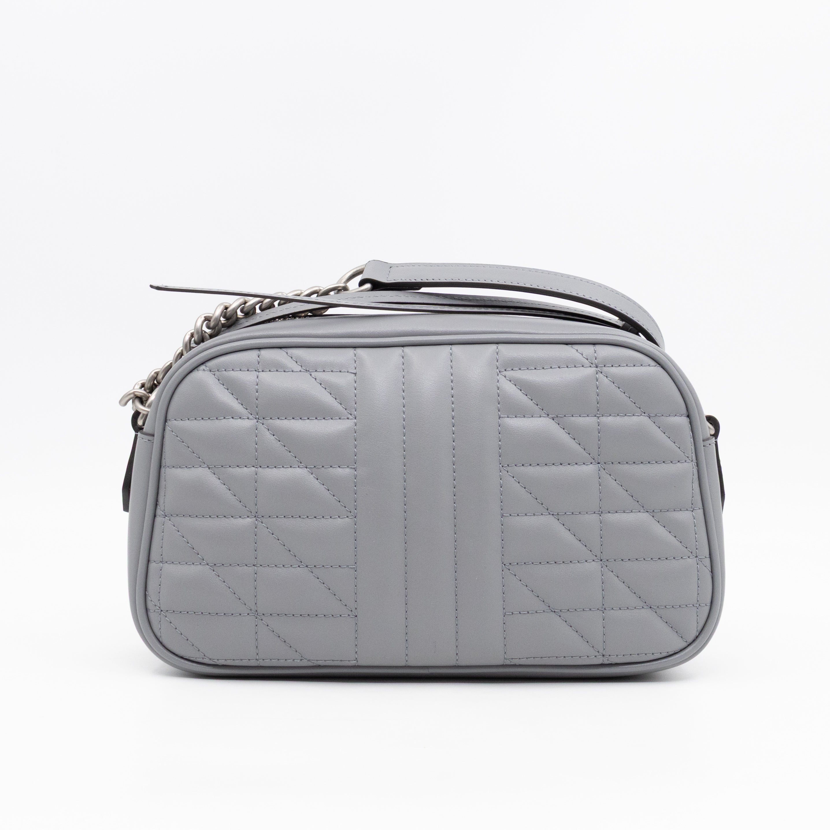 GG Marmont Small Deep Grey Matelasse Aria Leather