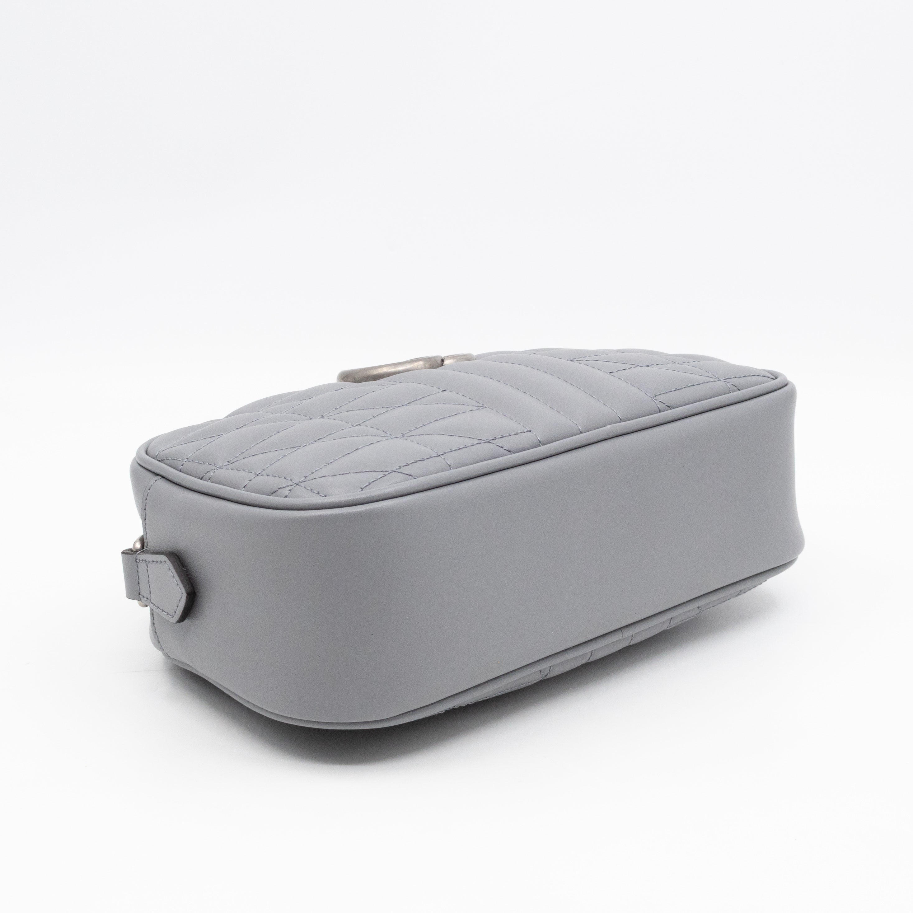 GG Marmont Small Deep Grey Matelasse Aria Leather