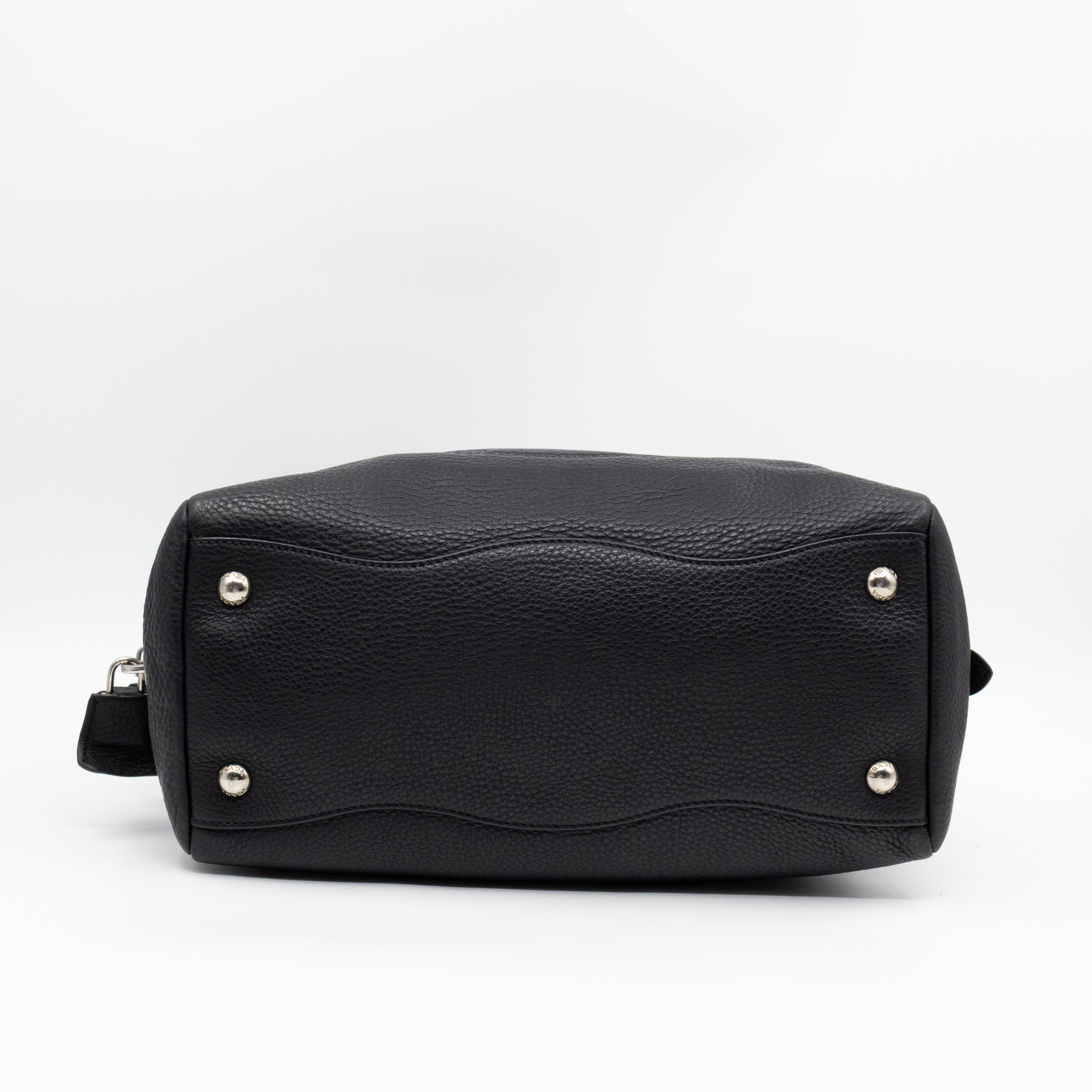 Canapa Bauletto Bag Black Logo Embossed Leather