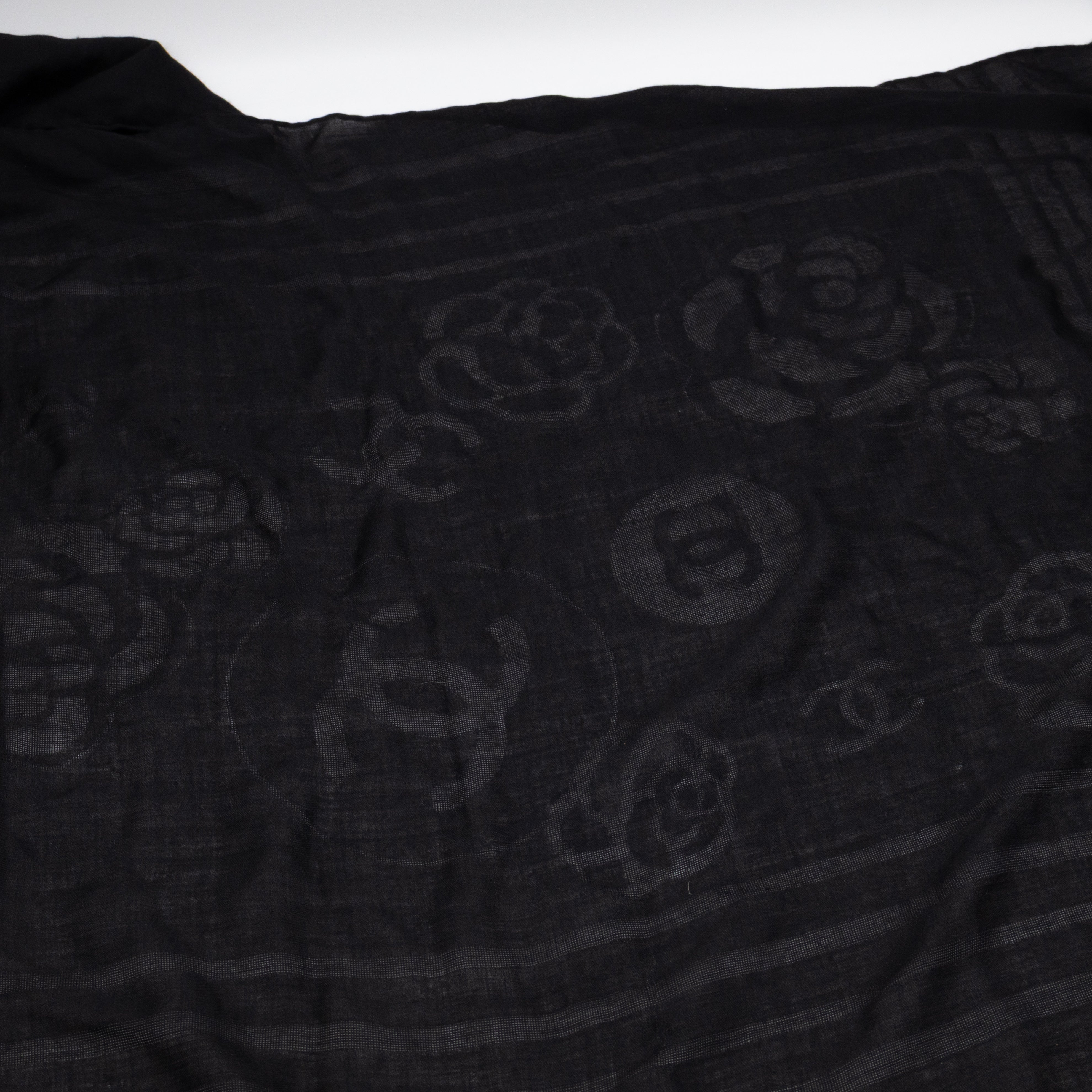 CC Camellia Fringe Cashmere Silk Scarf