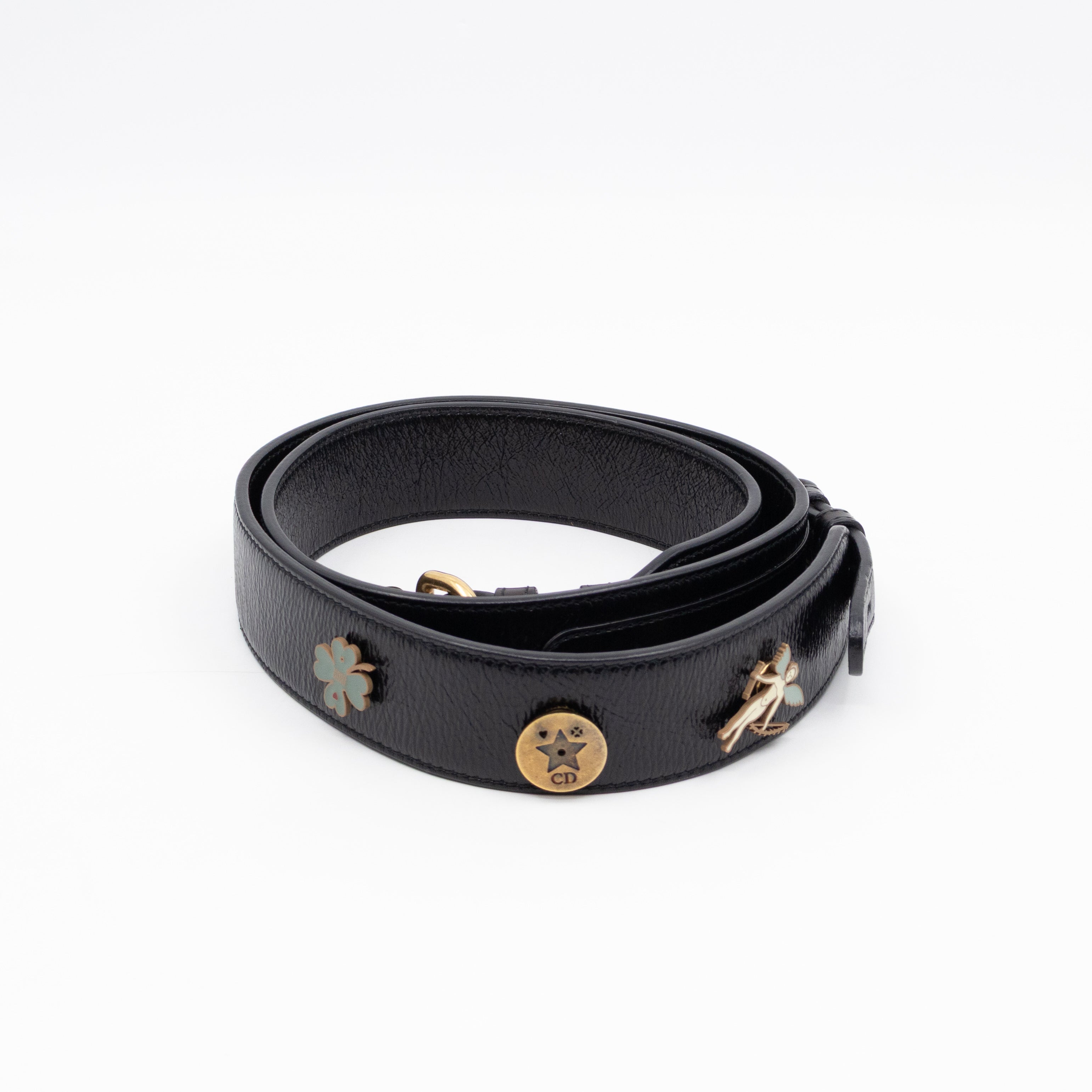 Lady Dior Small My ABCDior Black Cannage Crinkled Patent Leather
