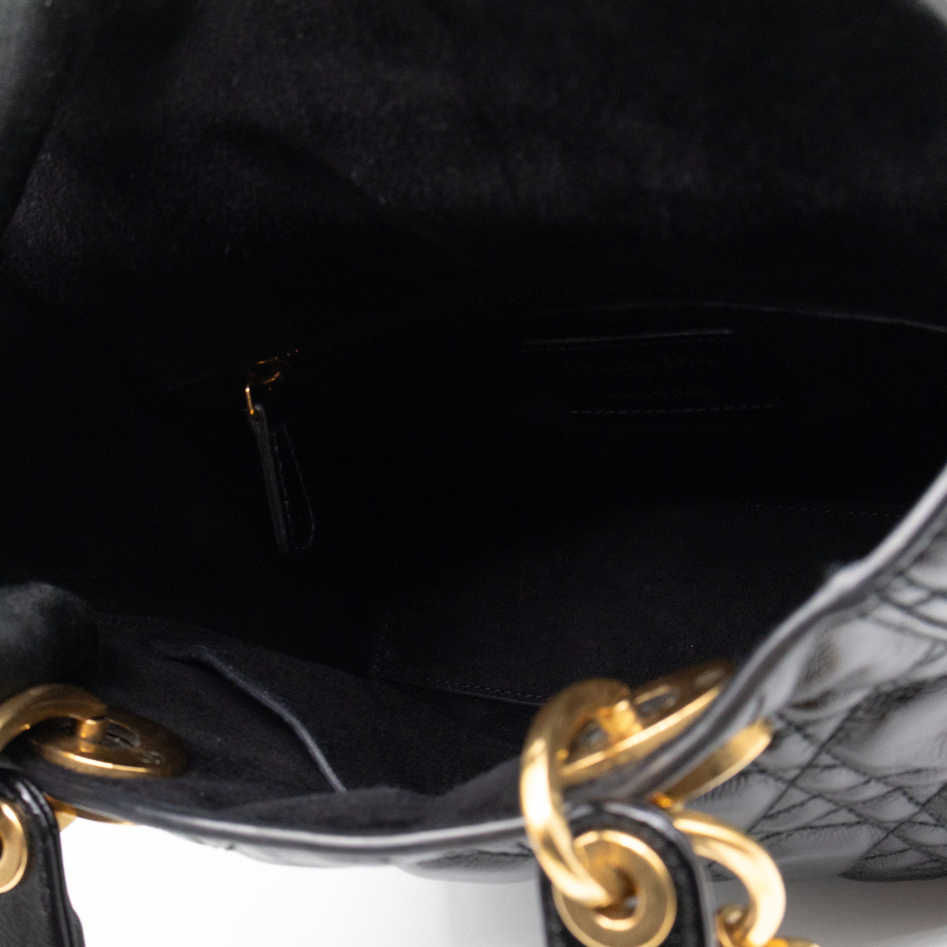 Lady Dior Small My ABCDior Black Cannage Crinkled Patent Leather